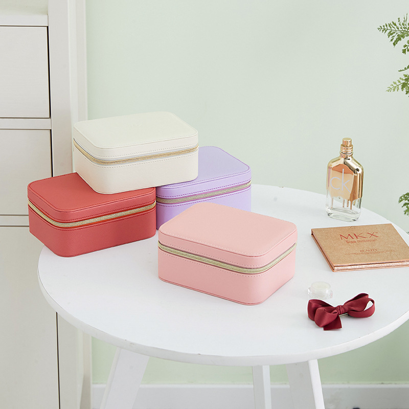 Double-Layer Jewelry Box with Removable Mirror front and overall view