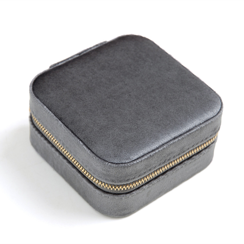 Velvet Square Travel Jewelry Case with Mirror available finish view