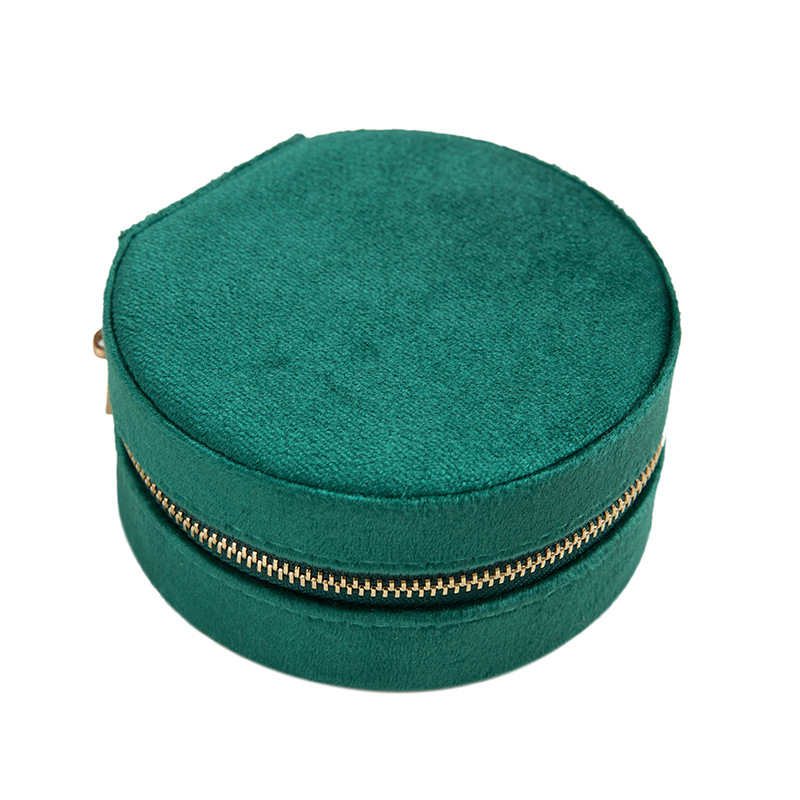 Round Velvet Travel Jewelry Case with Mirror available finish view