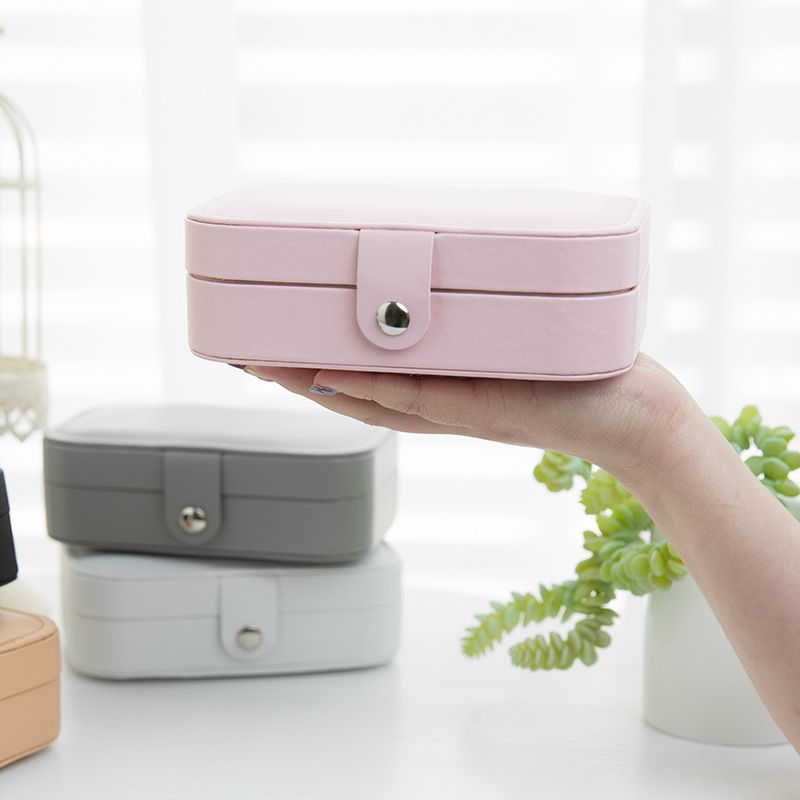 Rectangular Jewelry Box with Button Closure front and overall view