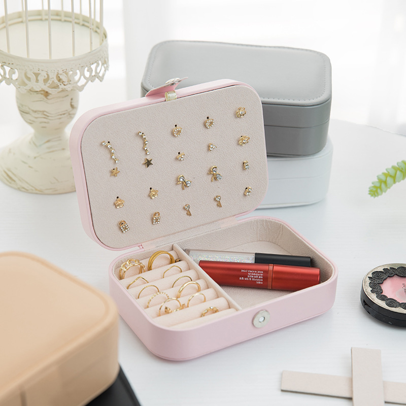 Rectangular Jewelry Box with Button Closure jewelry compartment details