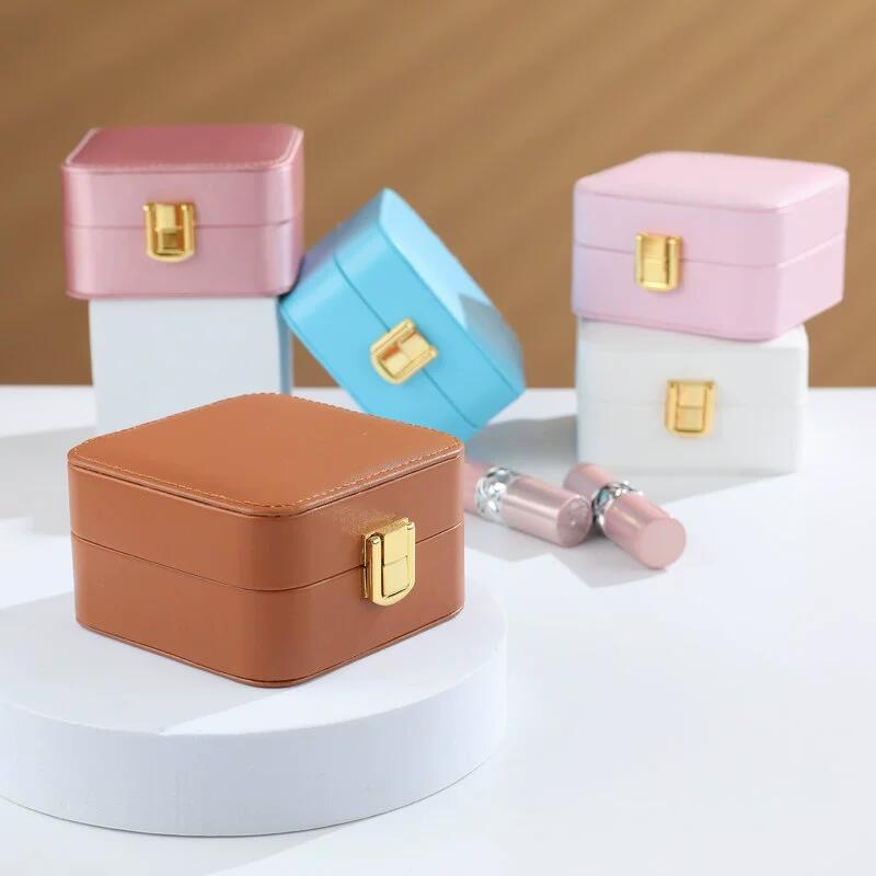Compact Square Jewelry Box with Clasp front and overall view