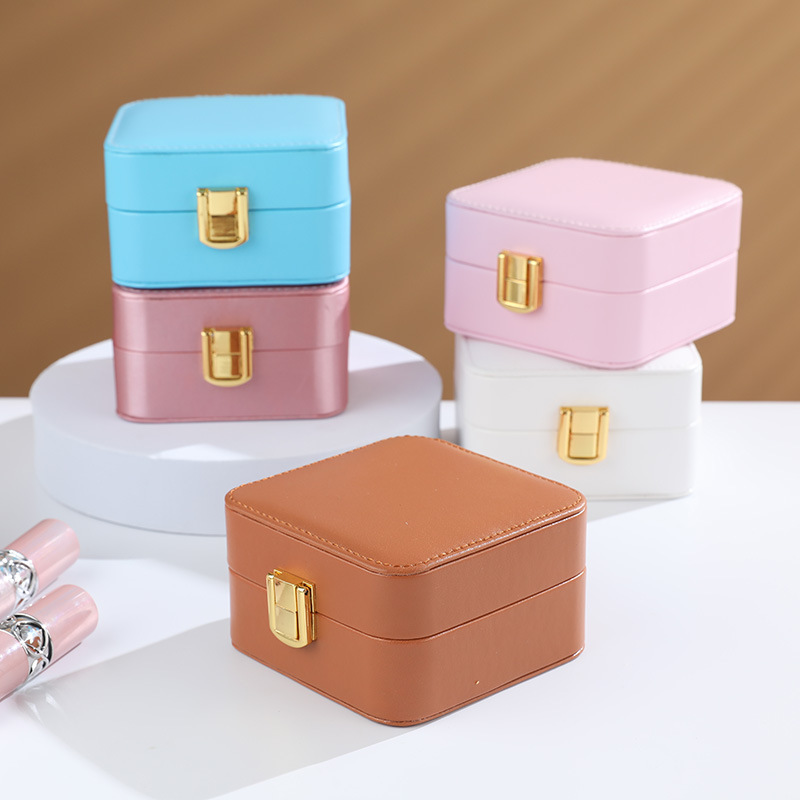 Compact Square Jewelry Box with Clasp jewelry compartment details