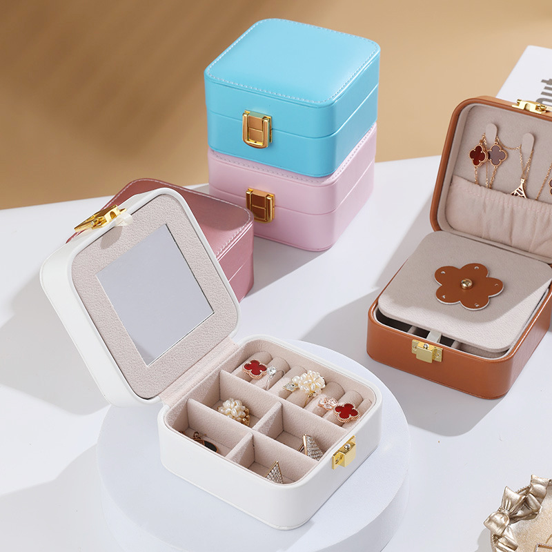Compact Square Jewelry Box with Clasp storage configuration