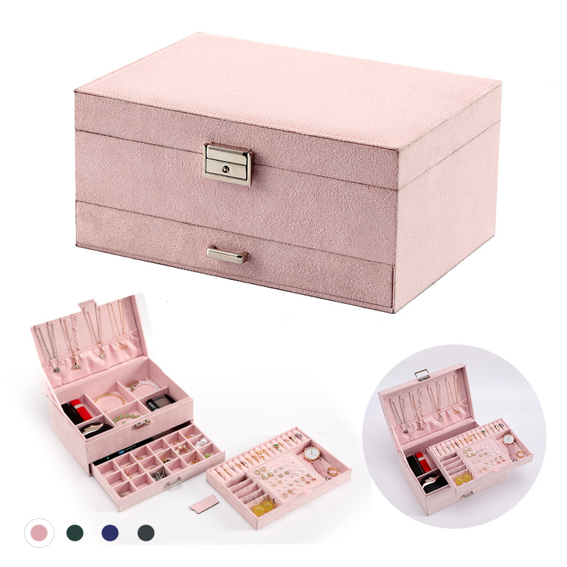 Three-Tier Velvet Jewelry Chest with Lock available finish view