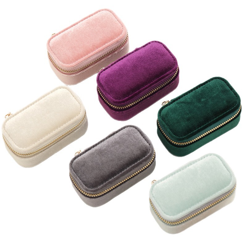 Mini Velvet Zippered Jewelry Case available finish view