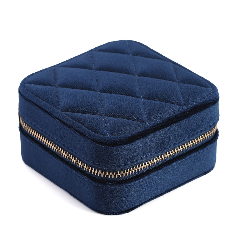 Quilted Square Velvet Travel Jewelry Case additional product view