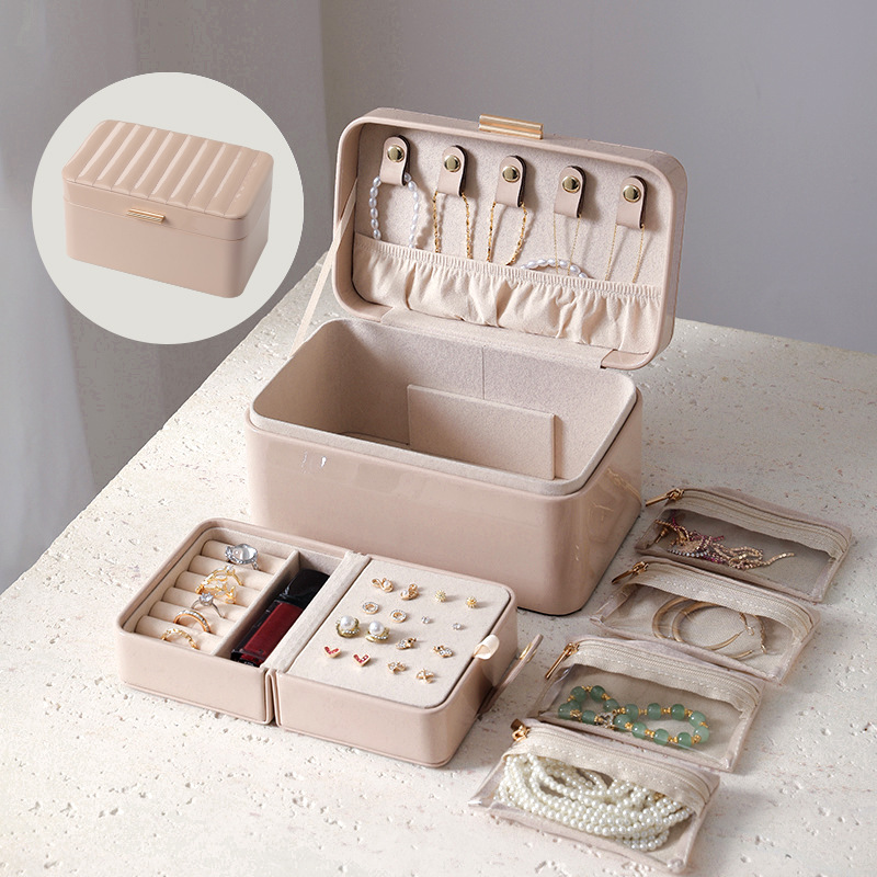 Handled Double-Layer Jewelry Organizer storage configuration