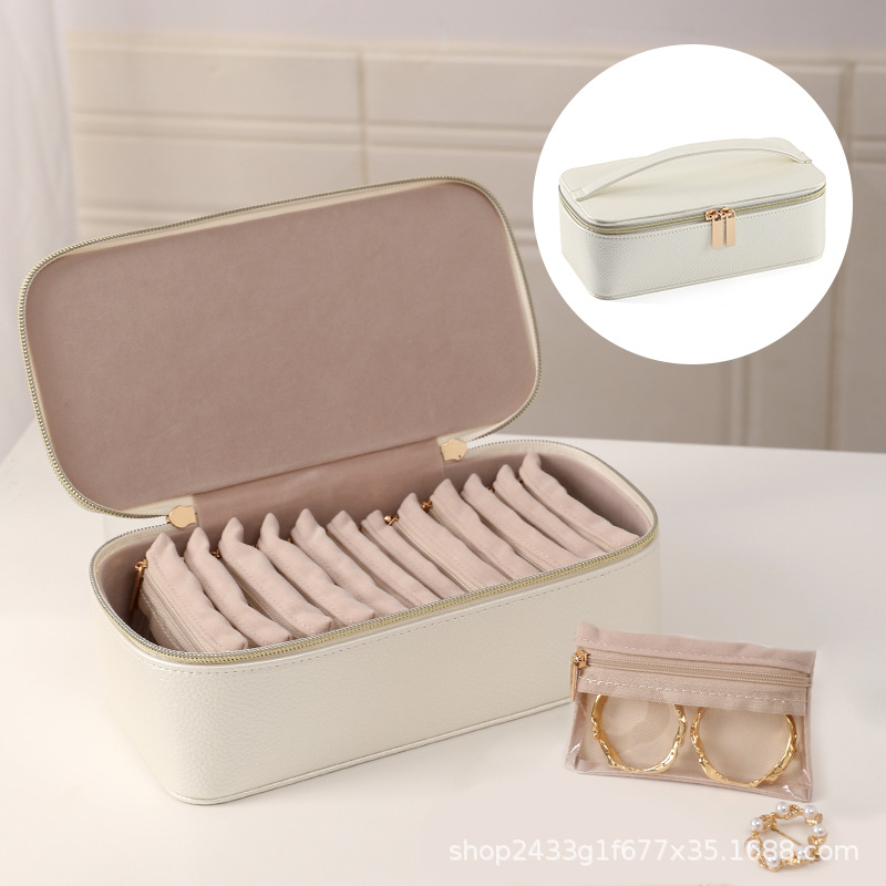 Travel Jewelry Organizer with Removable Pouches open interior layout