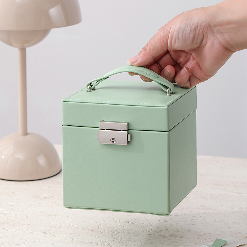Multi-Level Jewelry Box with Mirror and Handle open interior layout