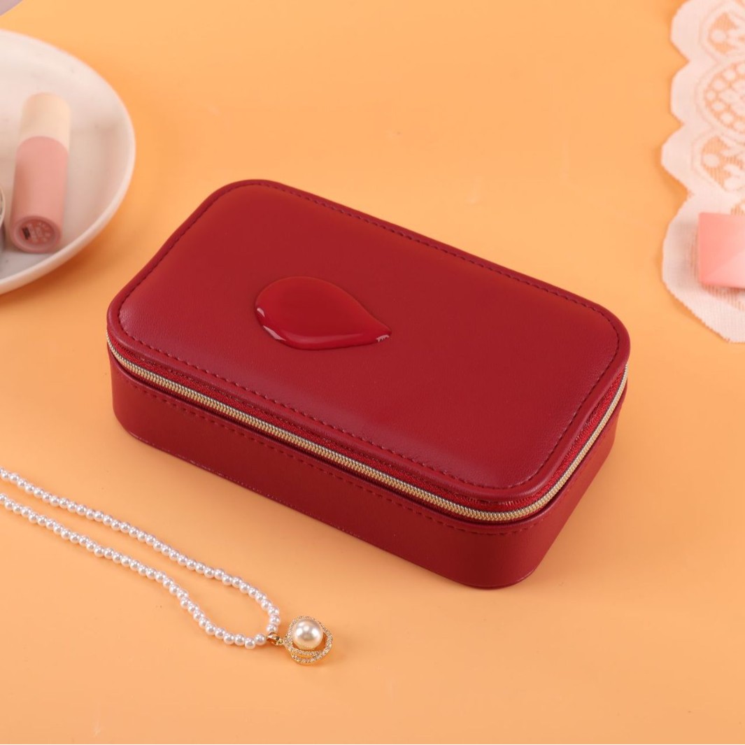 Compact Rectangular PU Jewelry Case storage configuration