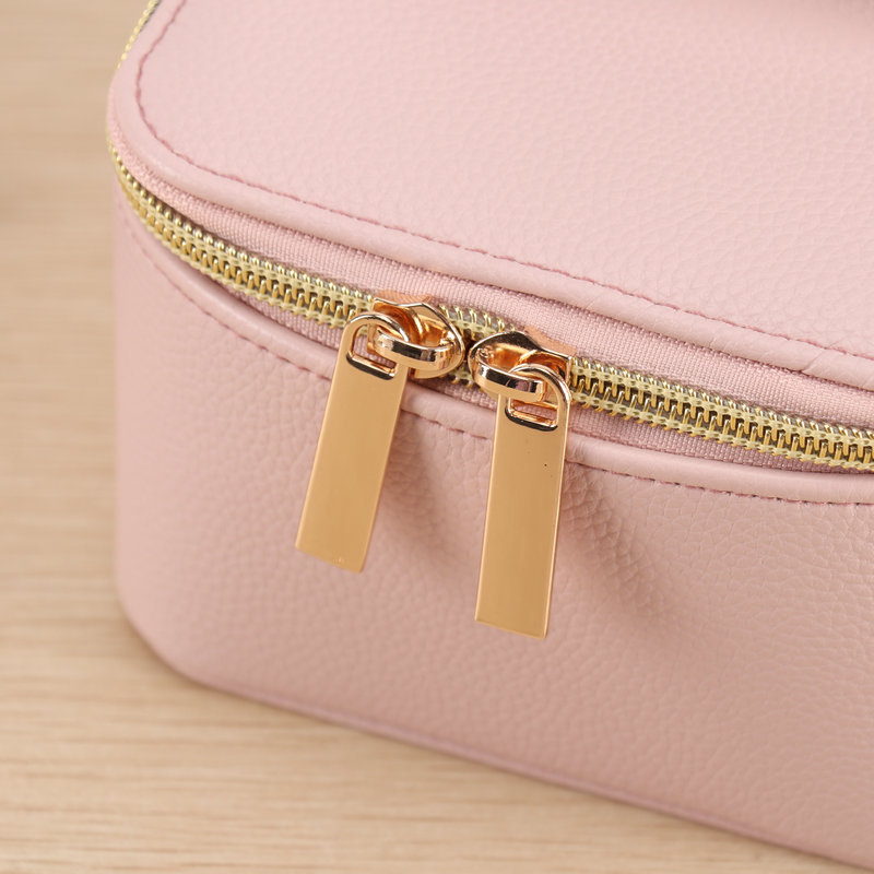 Square PU Travel Jewelry Case with Handle storage configuration