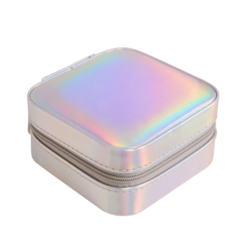 Iridescent Square Travel Jewelry Case with Mirror available finish view