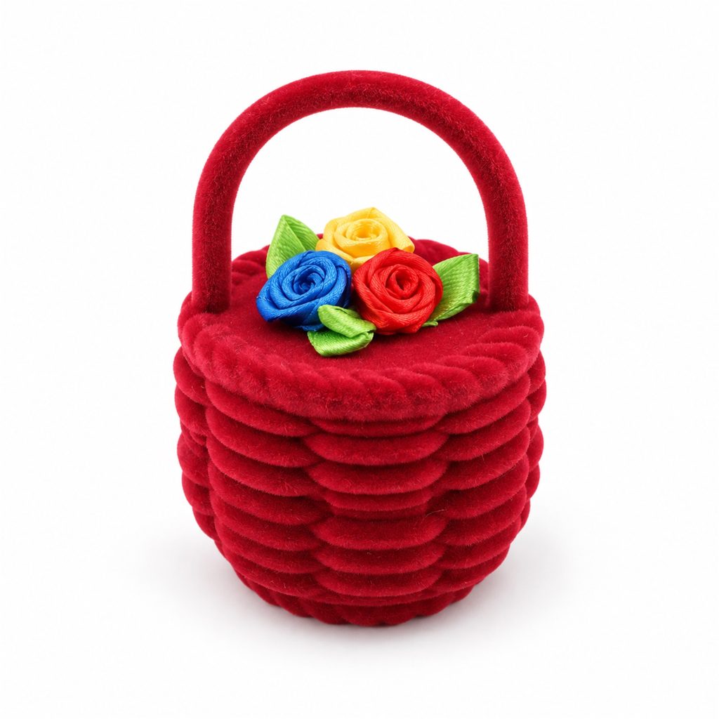 Custom Flower Basket Flocked Jewelry Box front product view