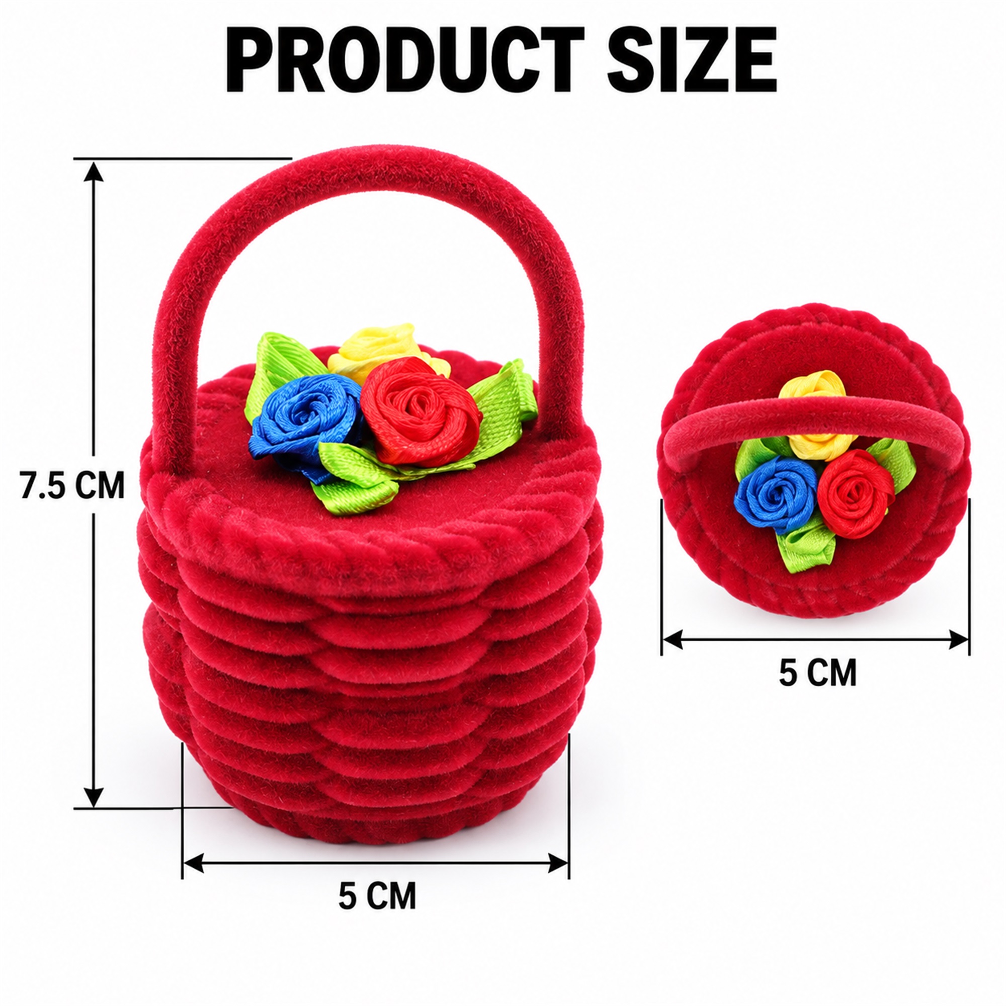Custom Flower Basket Flocked Jewelry Box size and structure