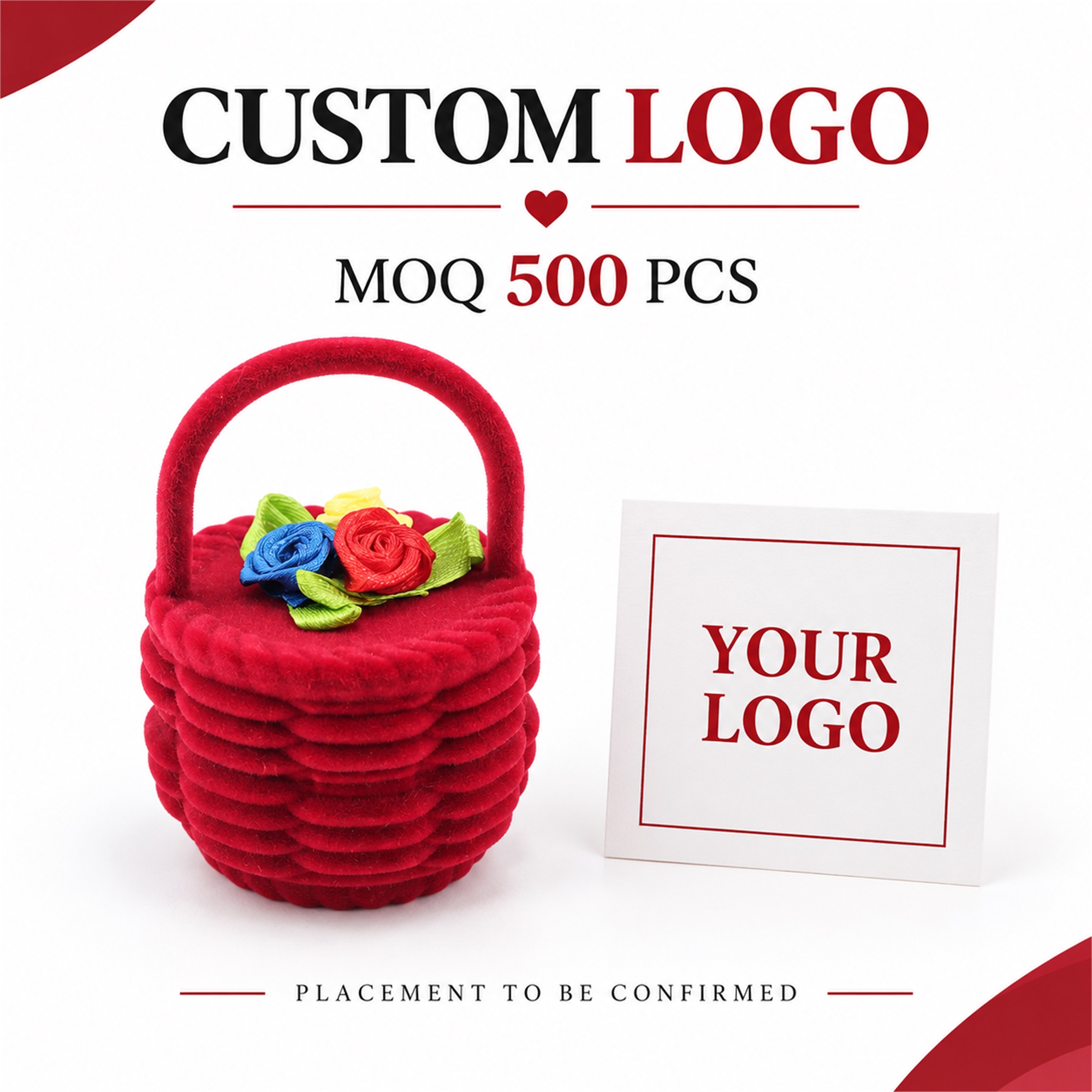 Custom Flower Basket Flocked Jewelry Box custom logo option
