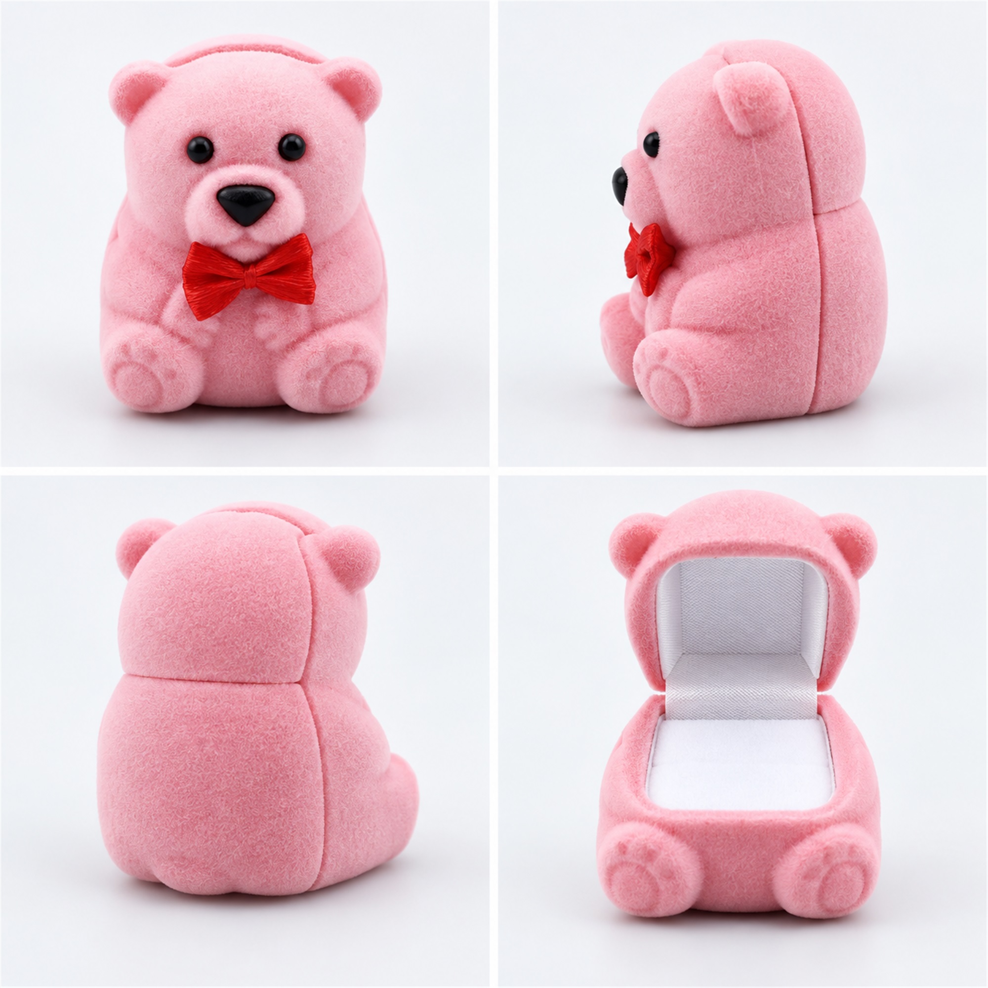 Mini Flocked Seated-Bear Jewelry Box additional product views