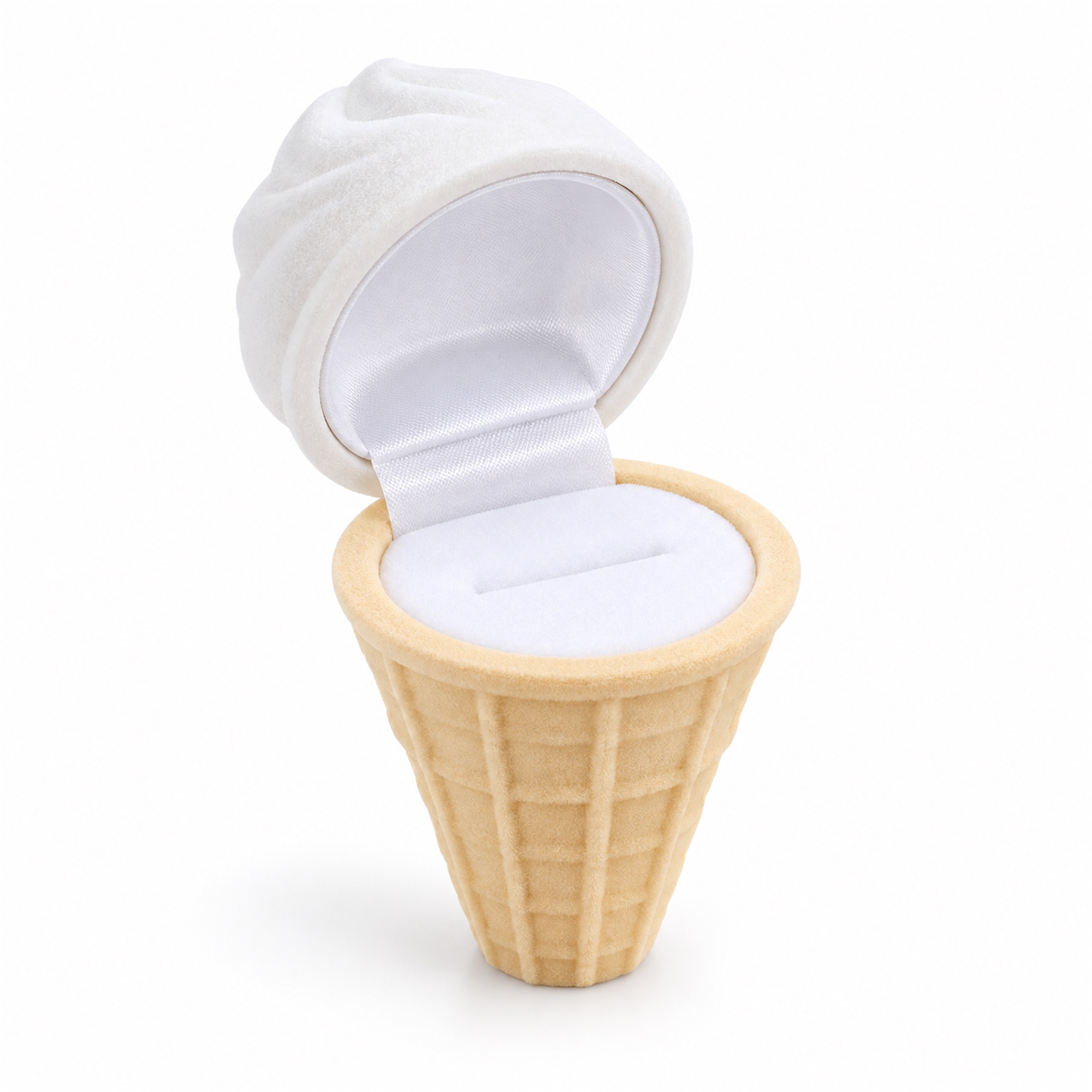 Flocked Soft-Serve Ice-Cream-Cone Ring Box front product view