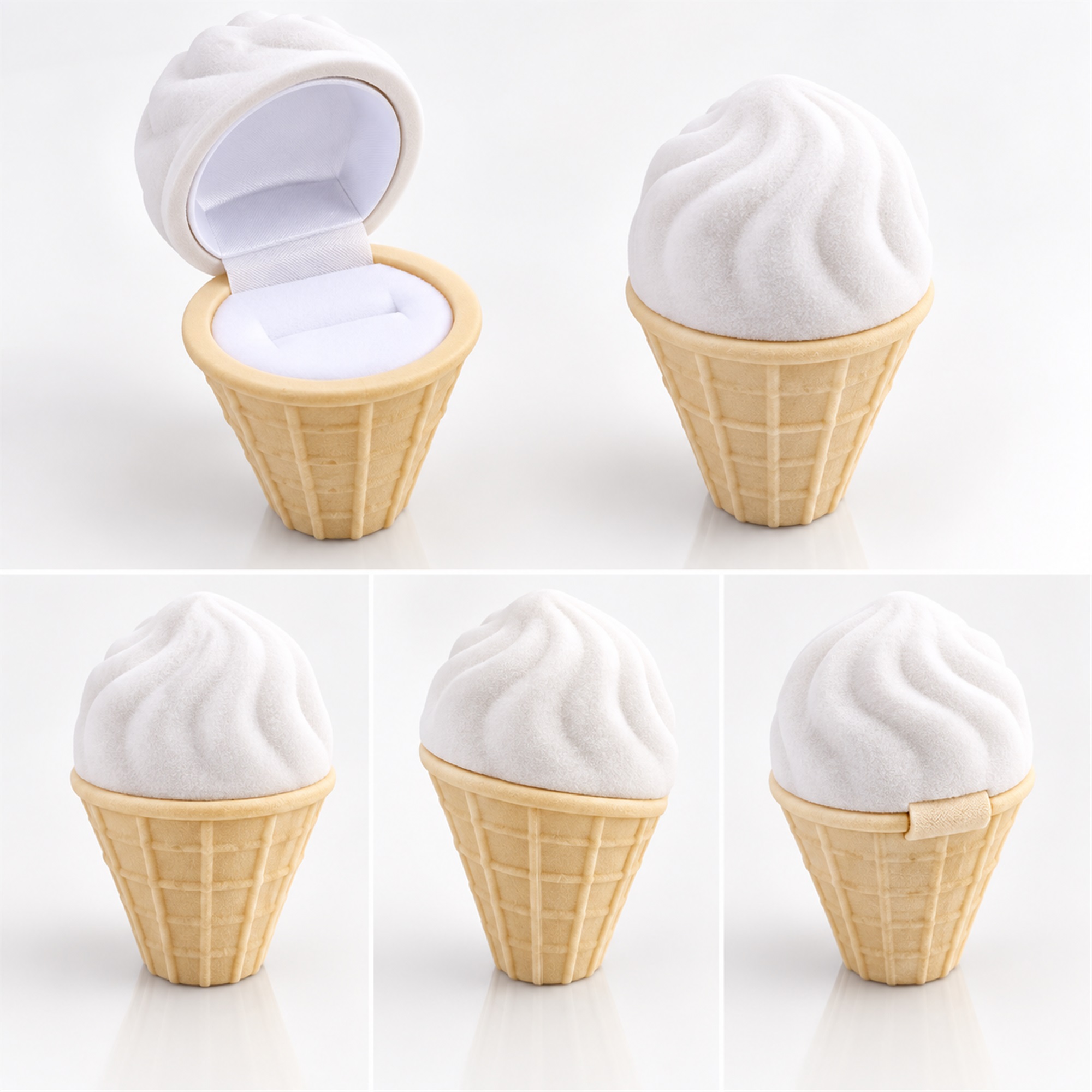 Flocked Soft-Serve Ice-Cream-Cone Ring Box additional product views