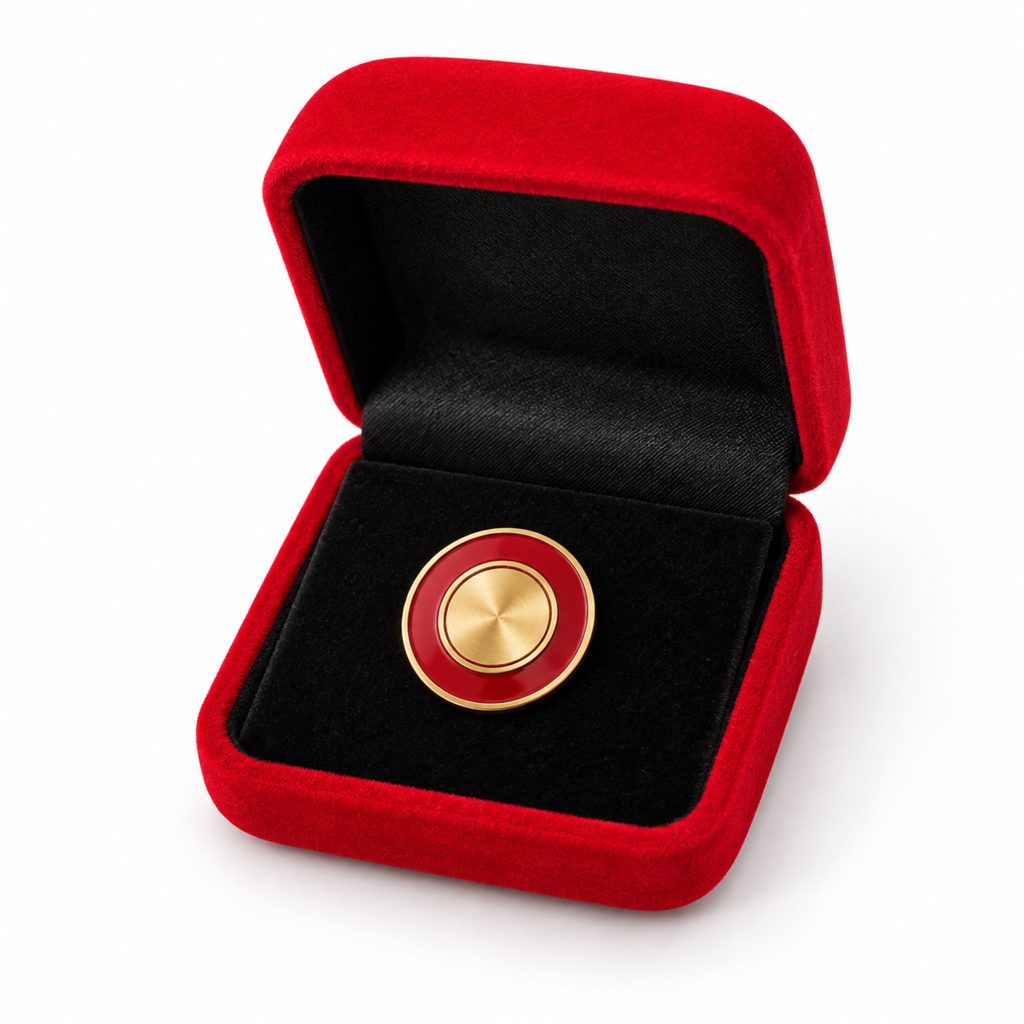 Compact Flocked Badge, Brooch And Medallion Presentation Box front product view