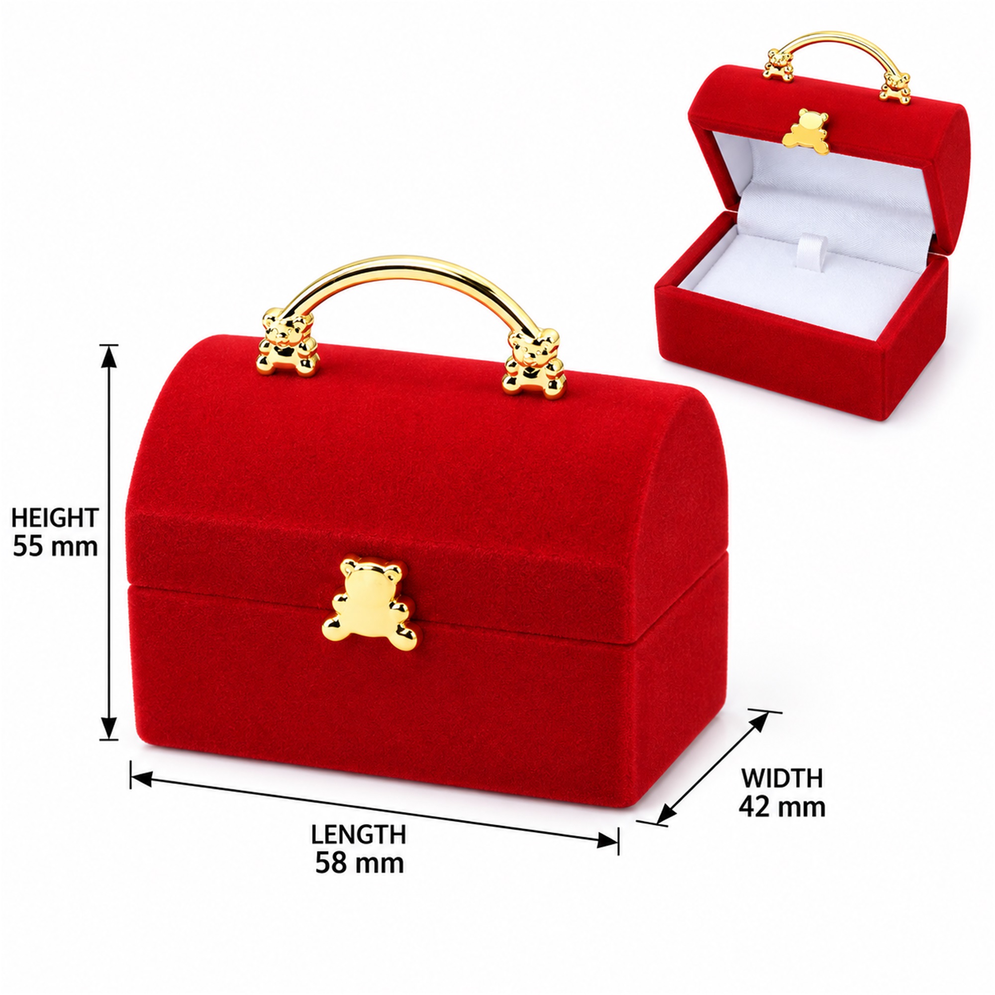 Flocked Handbag-Shaped Jewelry Presentation Box size and structure