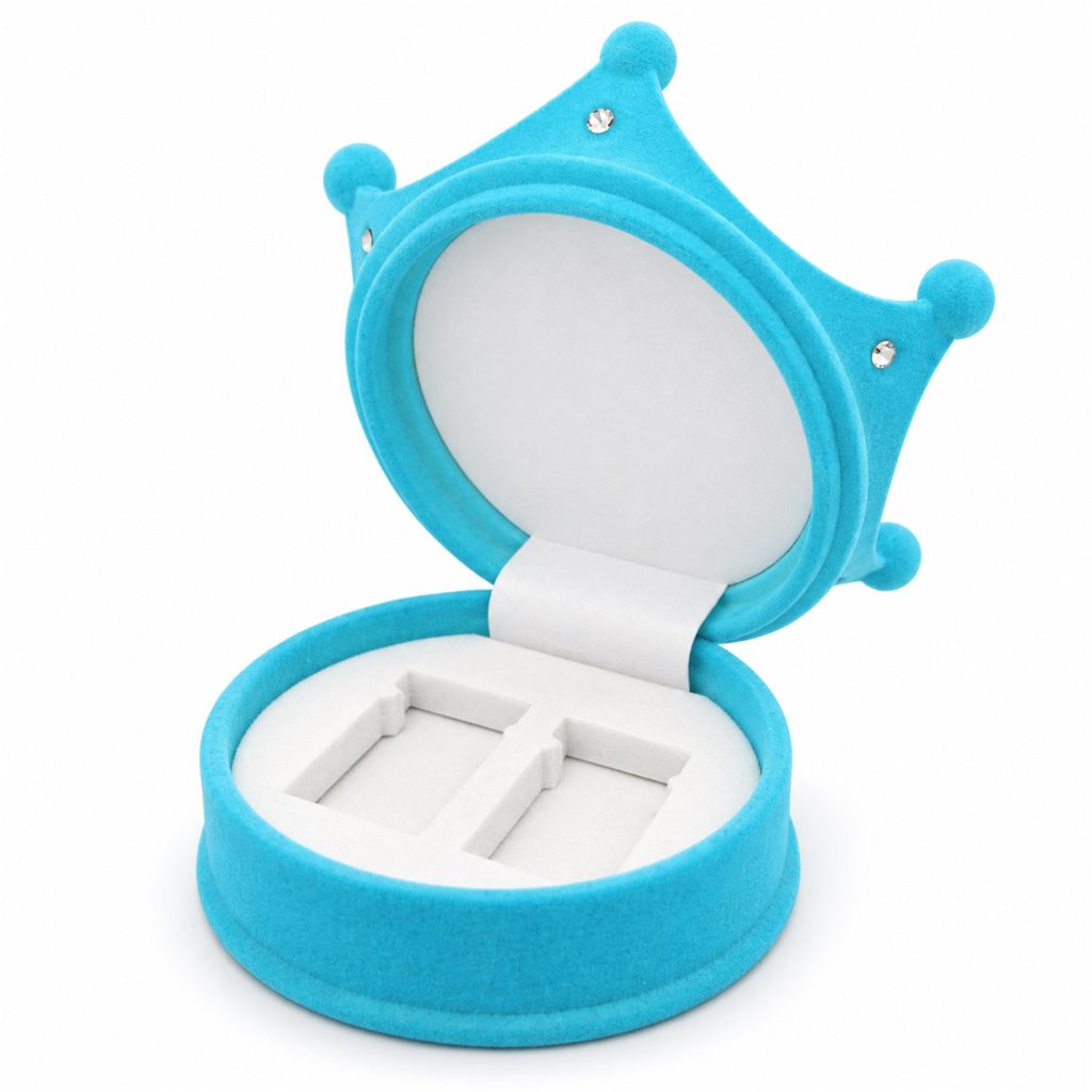 Large Flocked Crown-Shaped Jewelry Presentation Box front product view