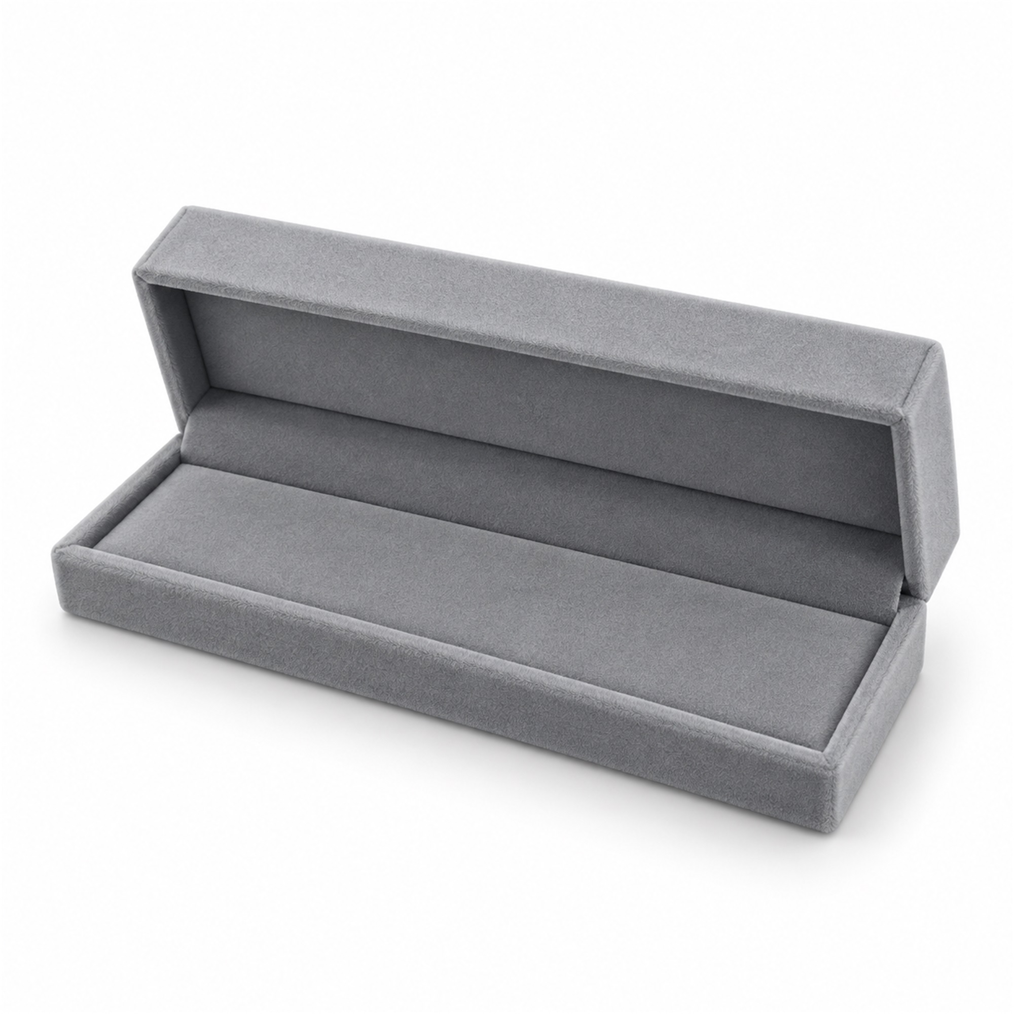Custom Slim Rectangular Flocked Jewelry Presentation Box front product view