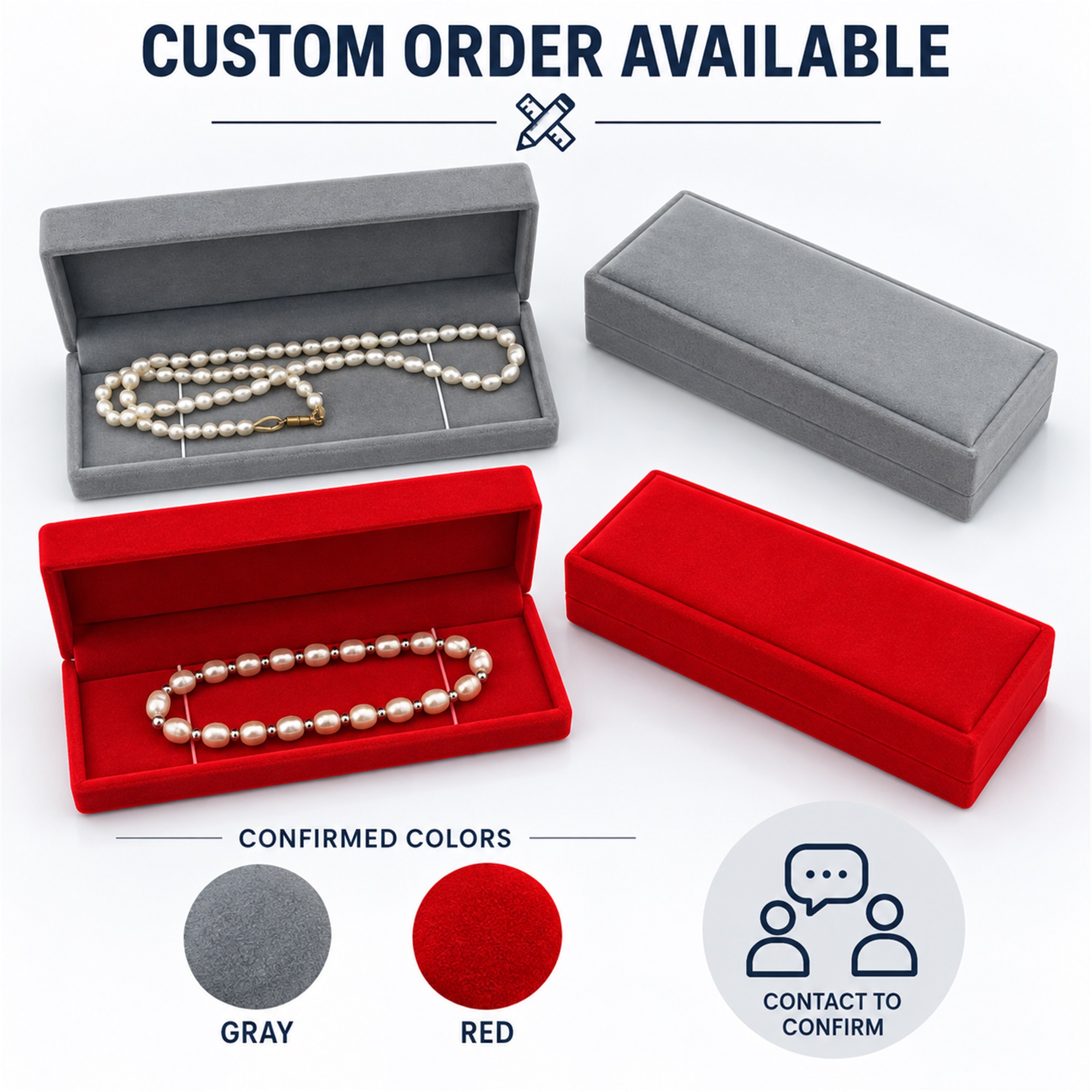 Custom Slim Rectangular Flocked Jewelry Presentation Box custom logo option