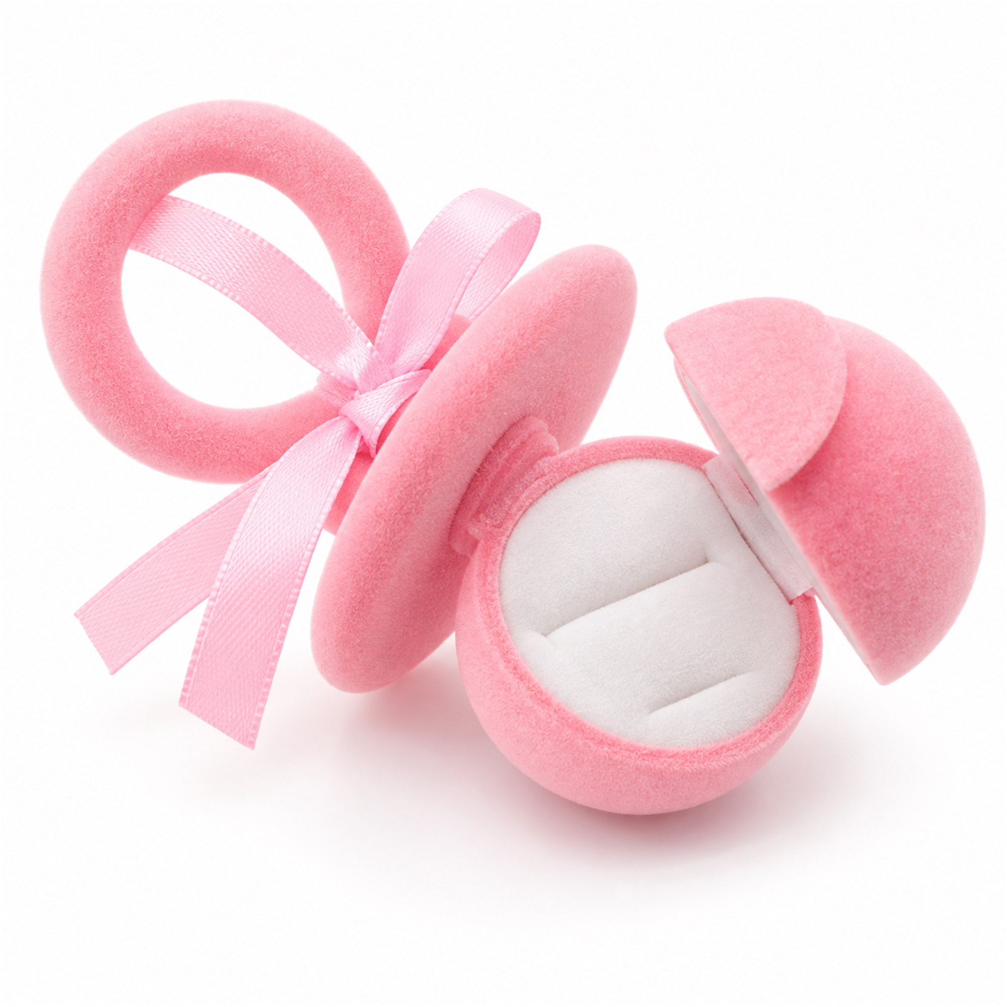Flocked Pacifier-Shaped Ring Presentation Box front product view