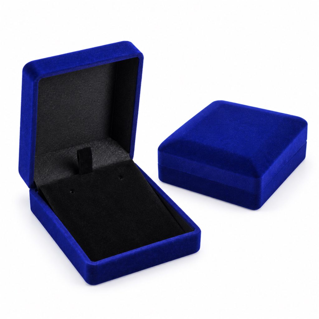 Rigid Hinged Velvet Pendant, Earring And Necklace Presentation Box front product view