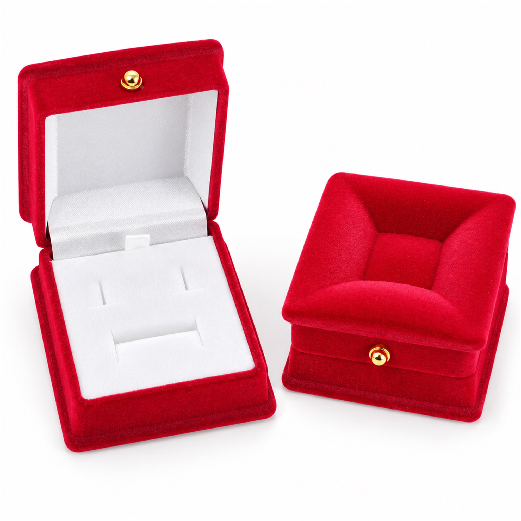 Red Stool-Shaped Velvet Jewelry Presentation Box front product view