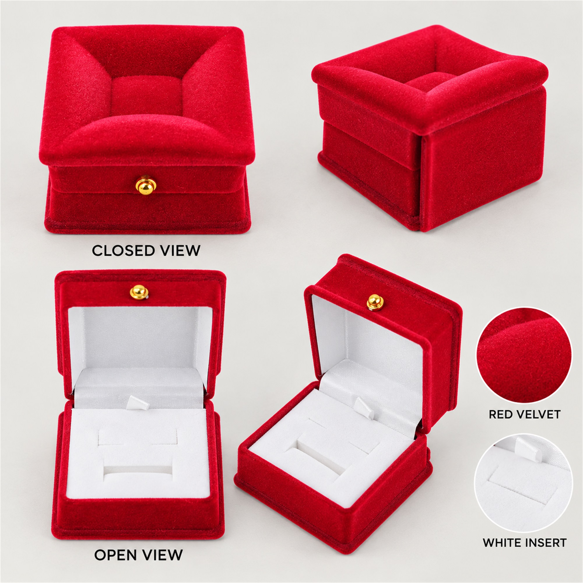 Red Stool-Shaped Velvet Jewelry Presentation Box available styles and colors
