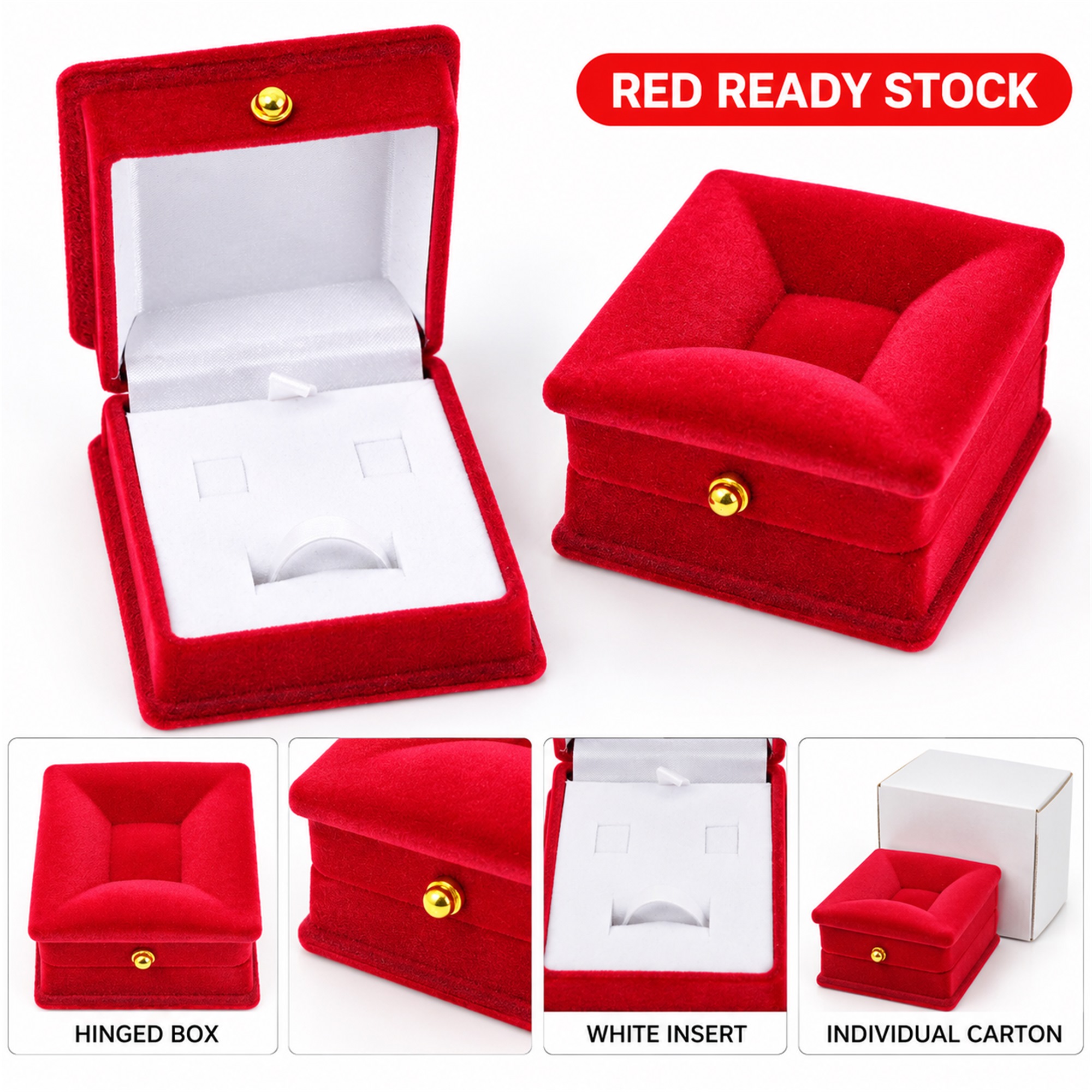 Red Stool-Shaped Velvet Jewelry Presentation Box additional product views