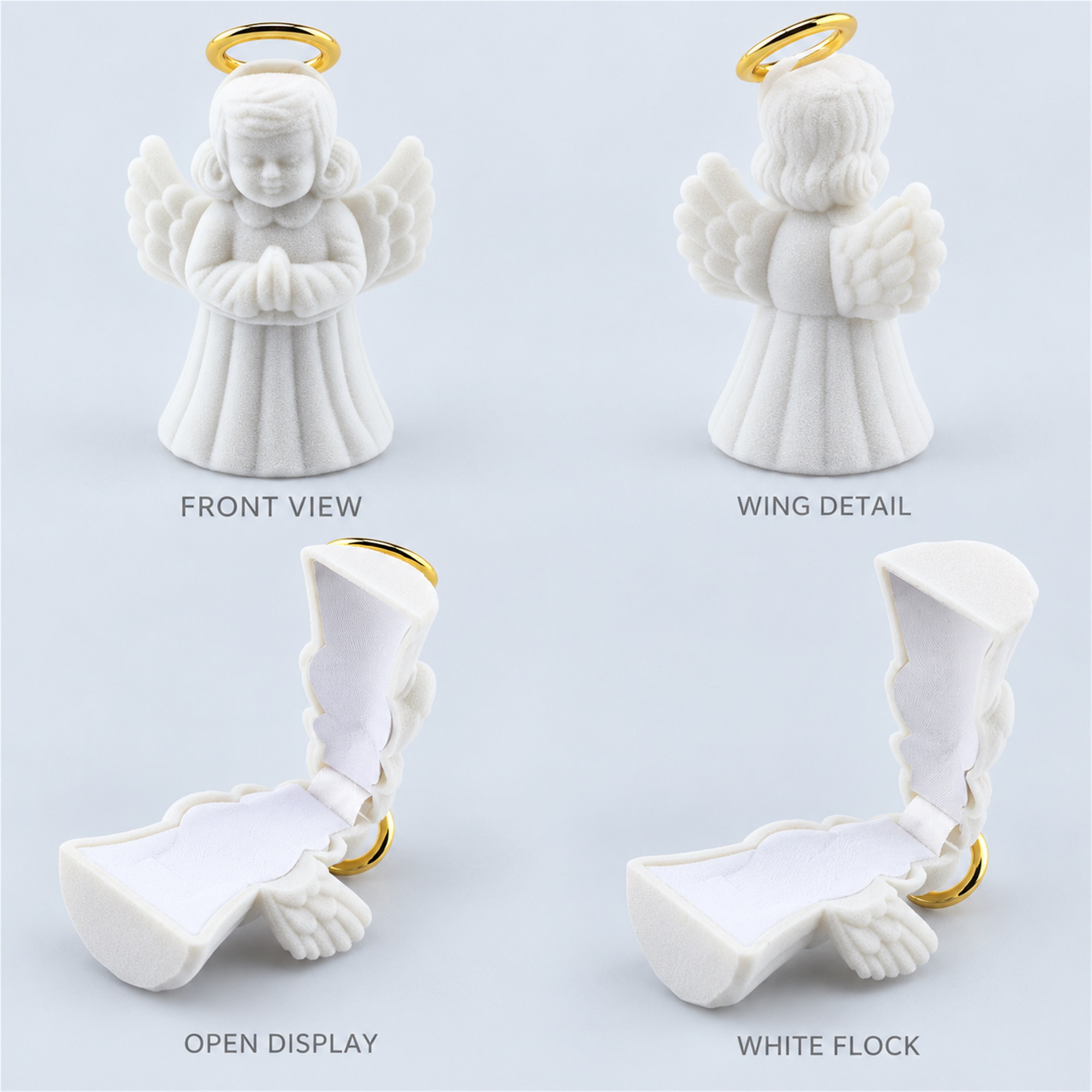 White Flocked Praying-Angel Figurine Jewelry Box available styles and colors