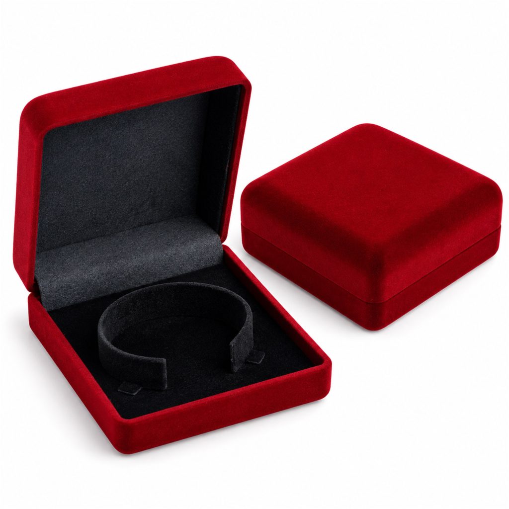 Custom Large Coin Medal Badge And Bracelet Flocked Presentation Box front product view