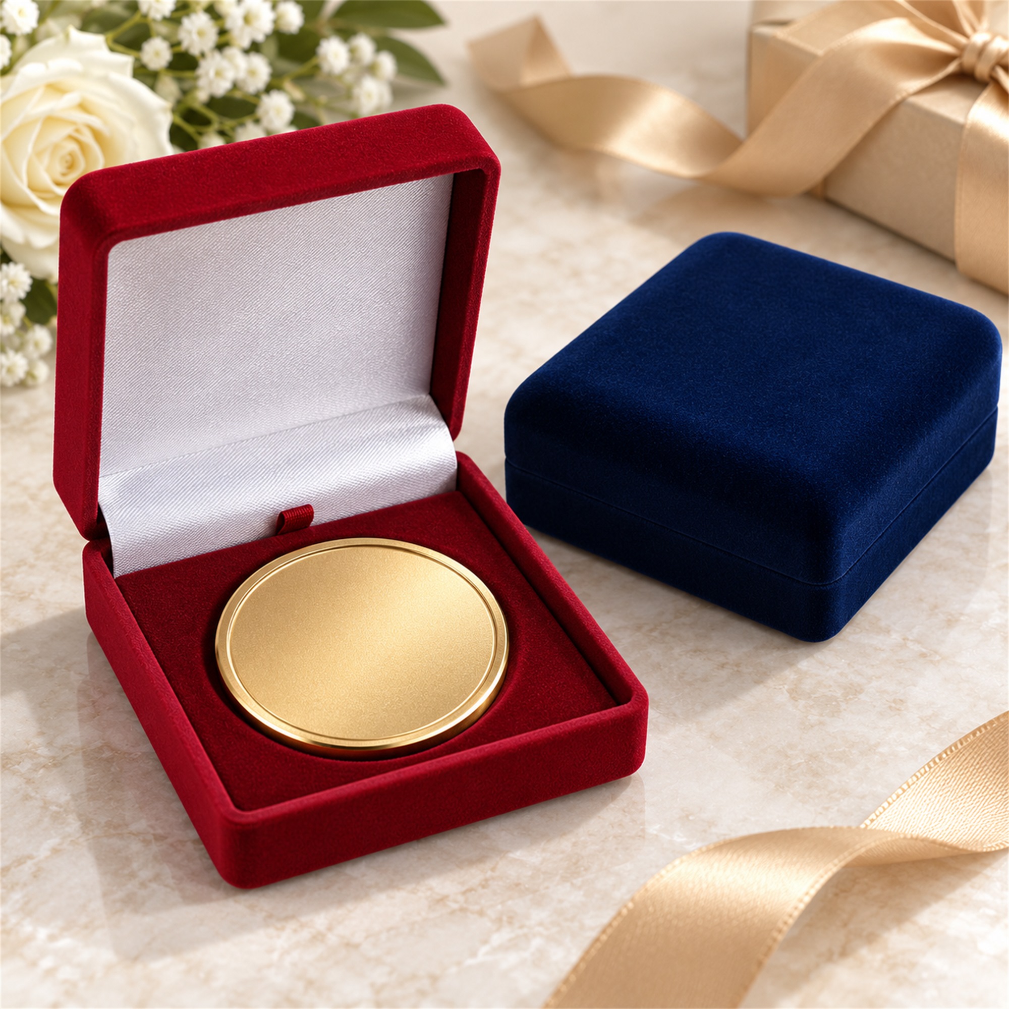 Custom Large Coin Medal Badge And Bracelet Flocked Presentation Box lifestyle application