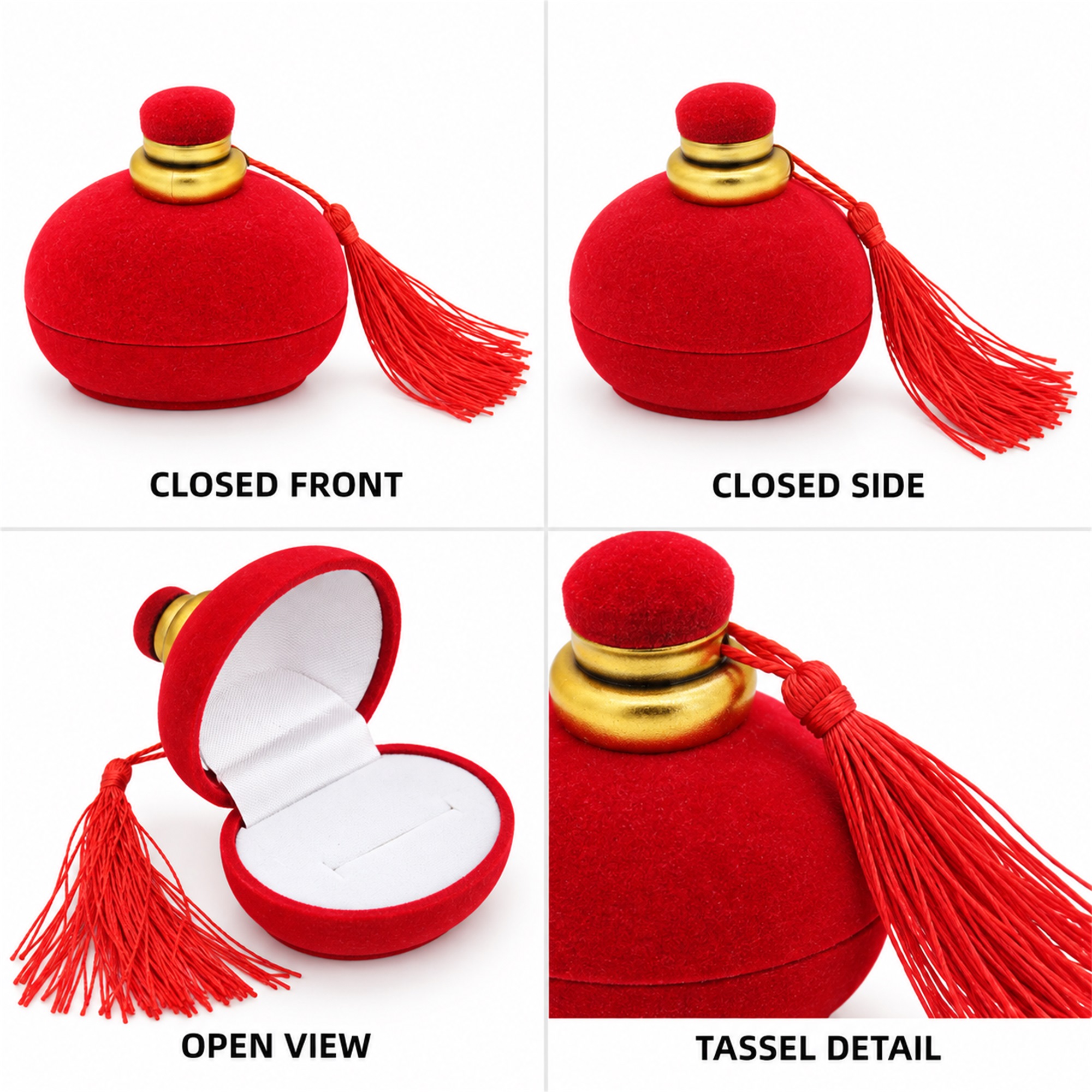 Bright-Red Perfume-Bottle-Shaped Flocked Jewelry Box available styles and colors