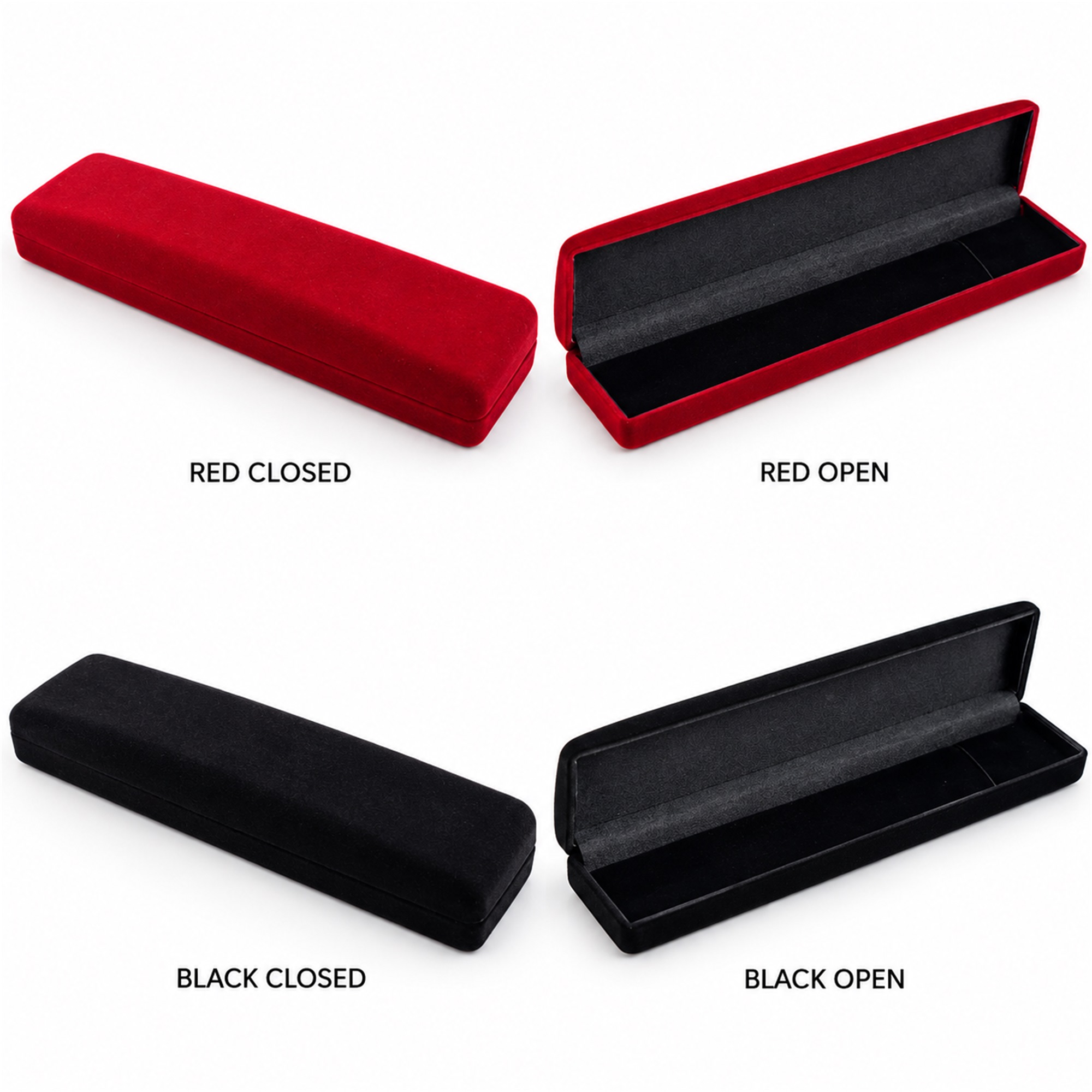 Long Rectangular Flocked Bracelet And Long-Chain Jewelry Box available styles and colors
