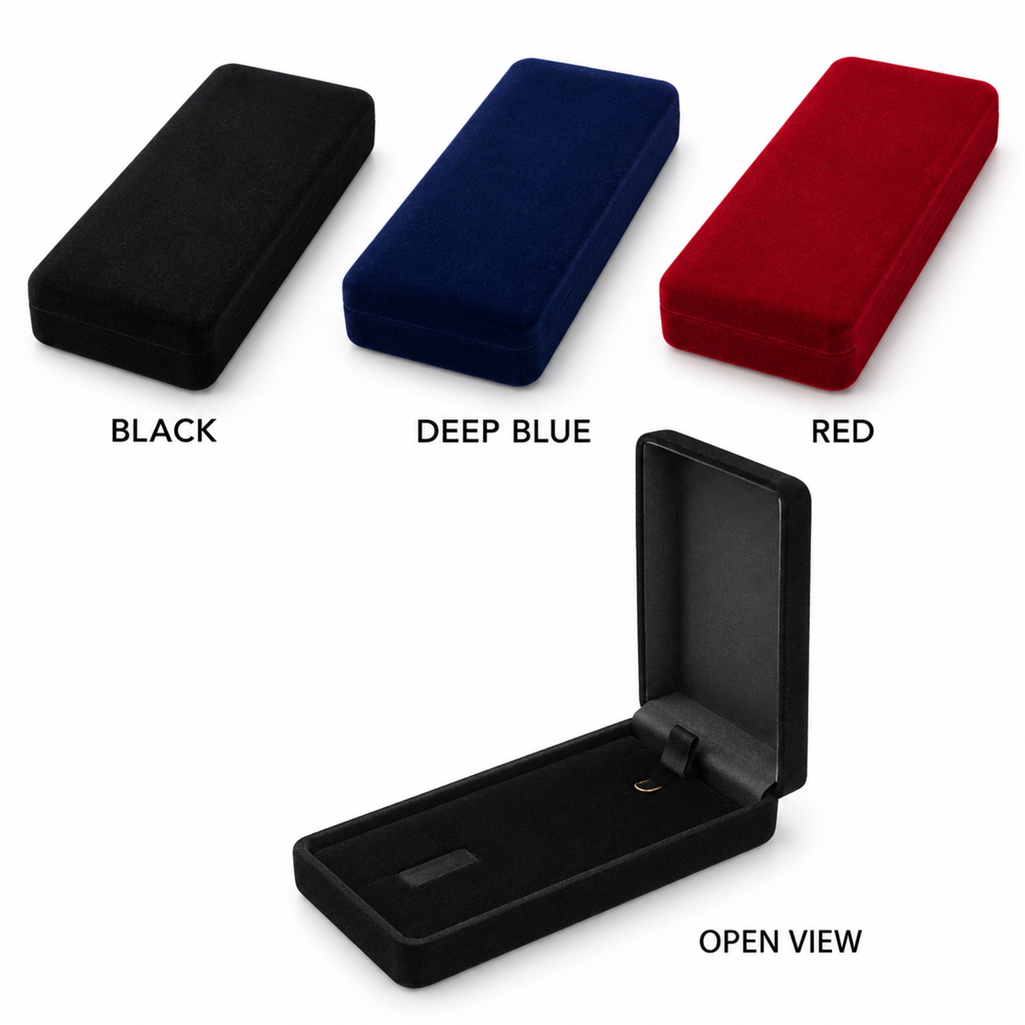 Slim Long Flocked Pendant And Necklace Presentation Box available styles and colors