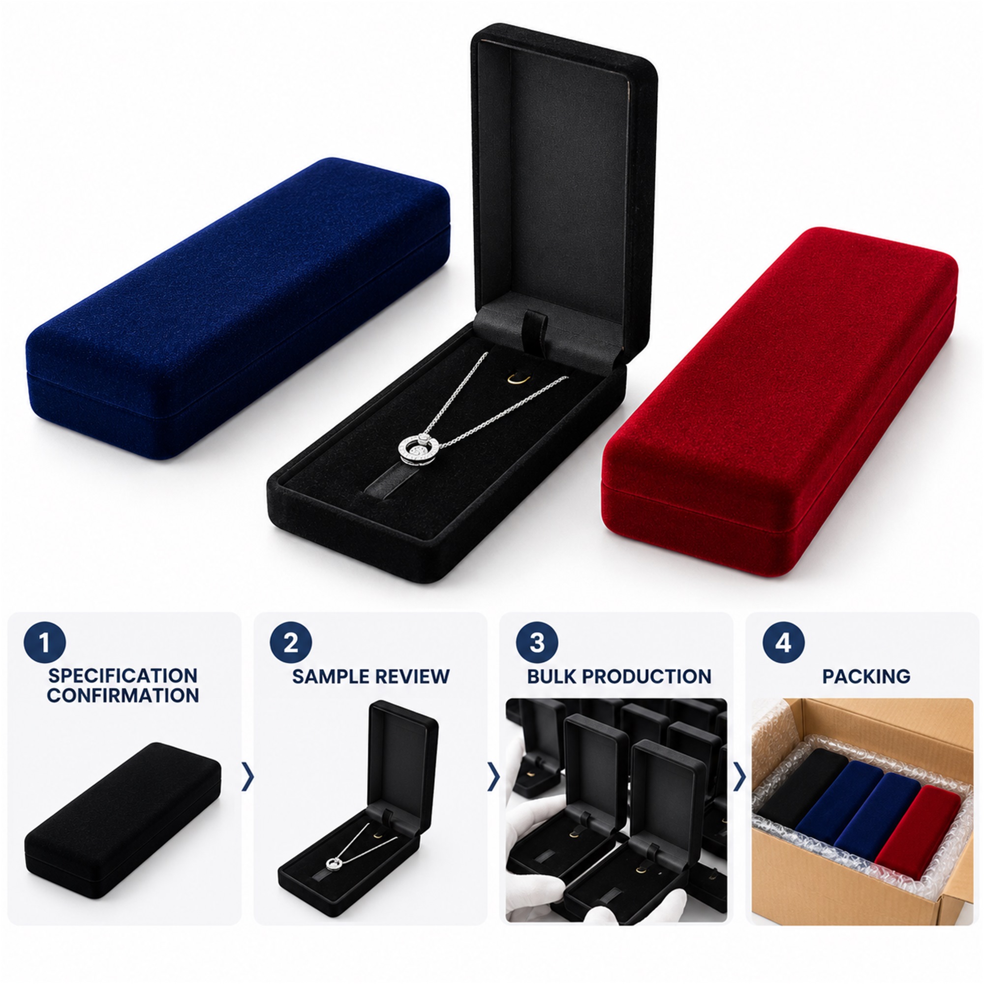 Slim Long Flocked Pendant And Necklace Presentation Box additional product views