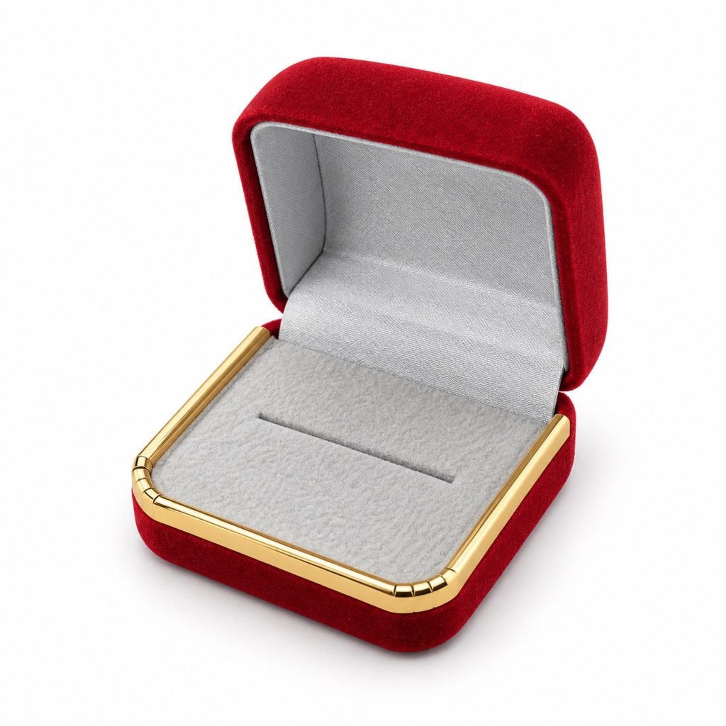 Gold-Edged Flocked Multi-Jewelry Box For Pair Rings And Small Pieces front product view