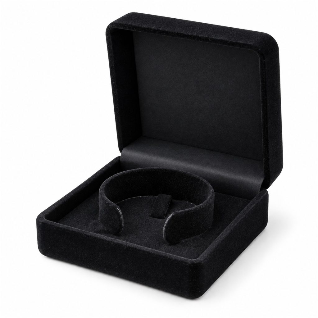 Custom Black Flocked Bracelet, Watch And Large-Jewelry Presentation Box front product view