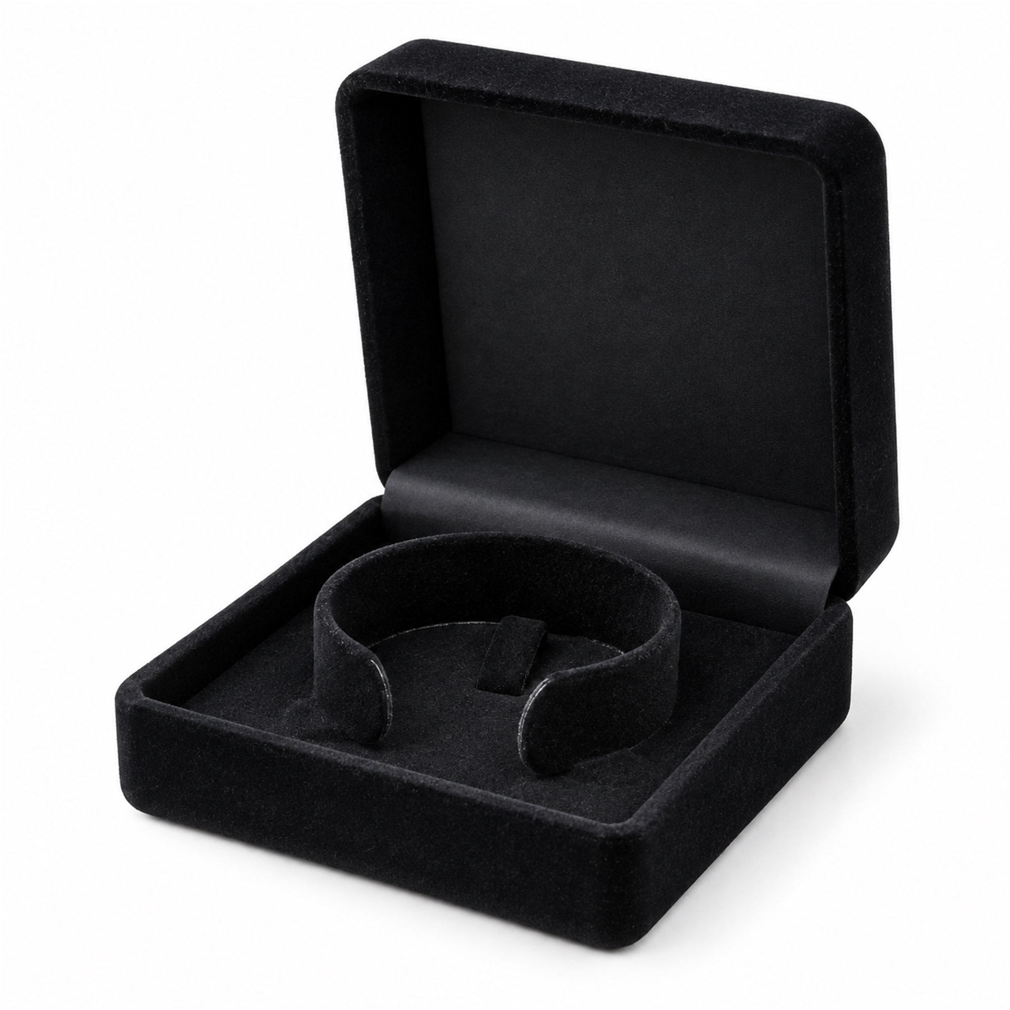 Custom Black Flocked Bracelet, Watch And Large-Jewelry Presentation Box front product view