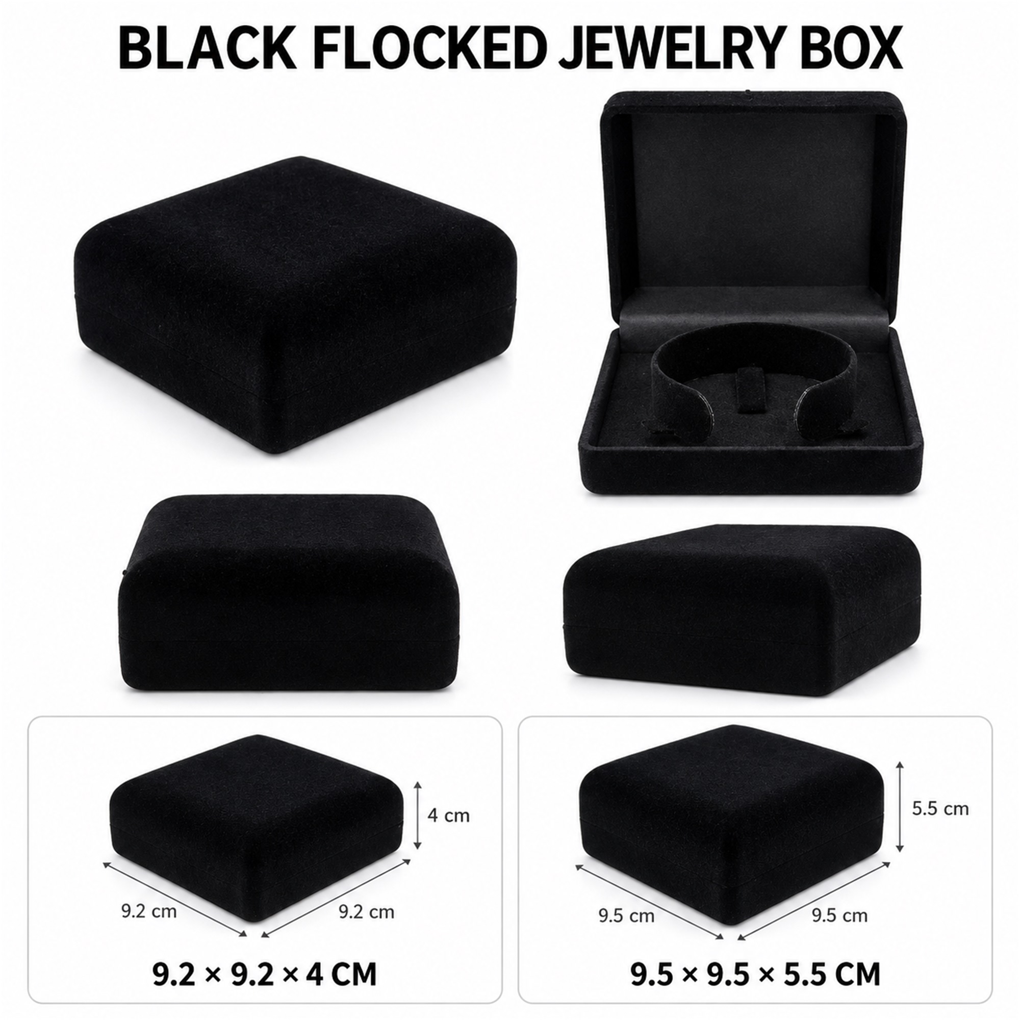 Custom Black Flocked Bracelet, Watch And Large-Jewelry Presentation Box available styles and colors