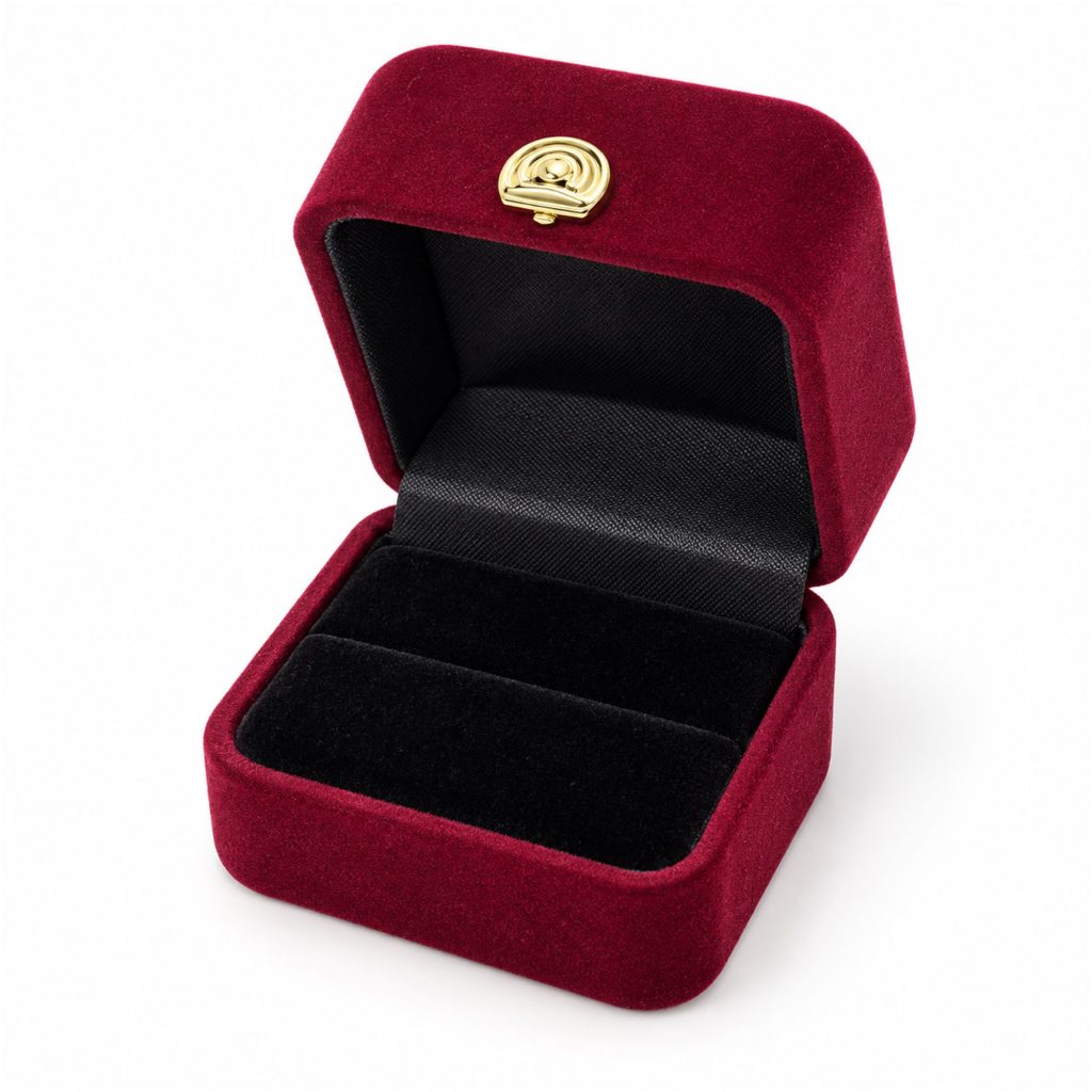 Burgundy Velvet Jewelry Presentation Box With Interchangeable Inserts front product view