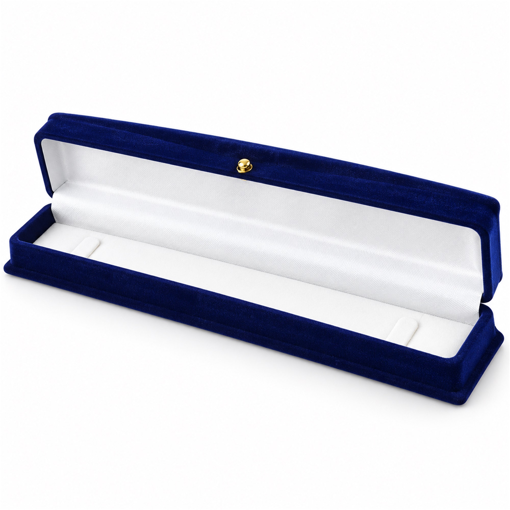 Long Bench-Shaped Velvet Flocked Necklace Presentation Box front product view
