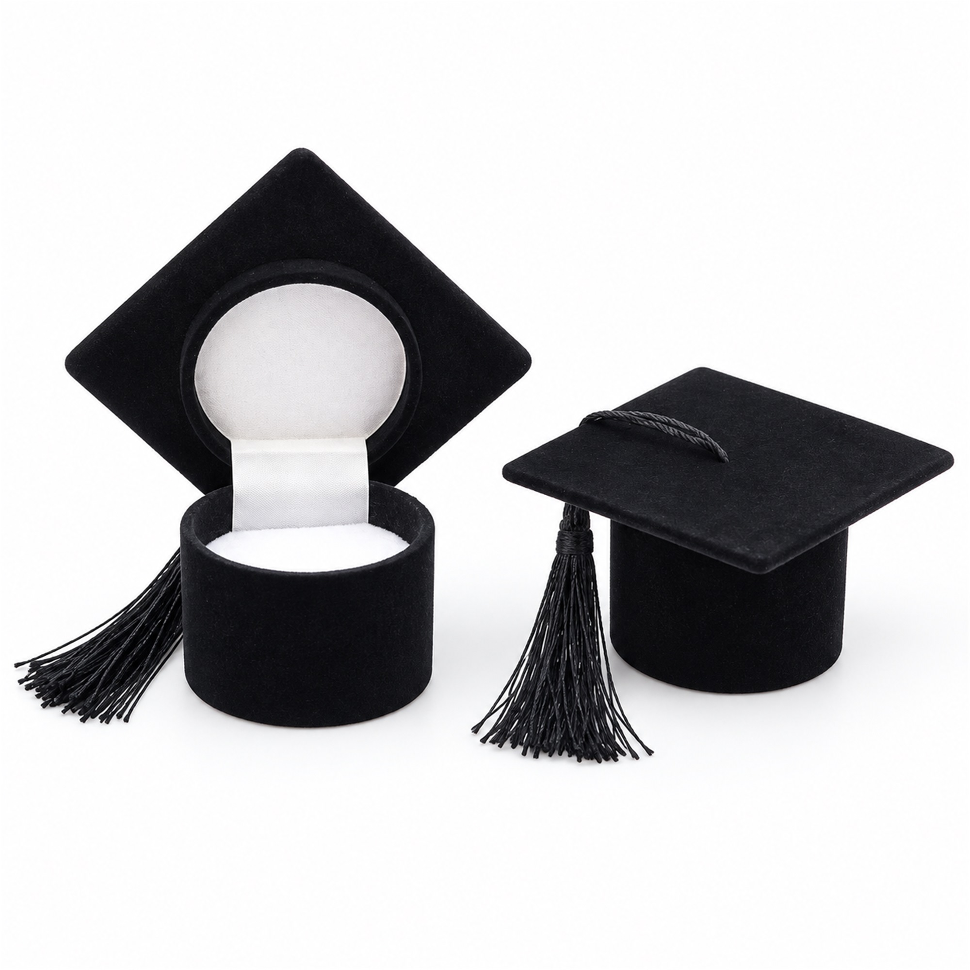 Custom Large Velvet Graduation-Cap Jewelry And Medal Presentation Box front product view