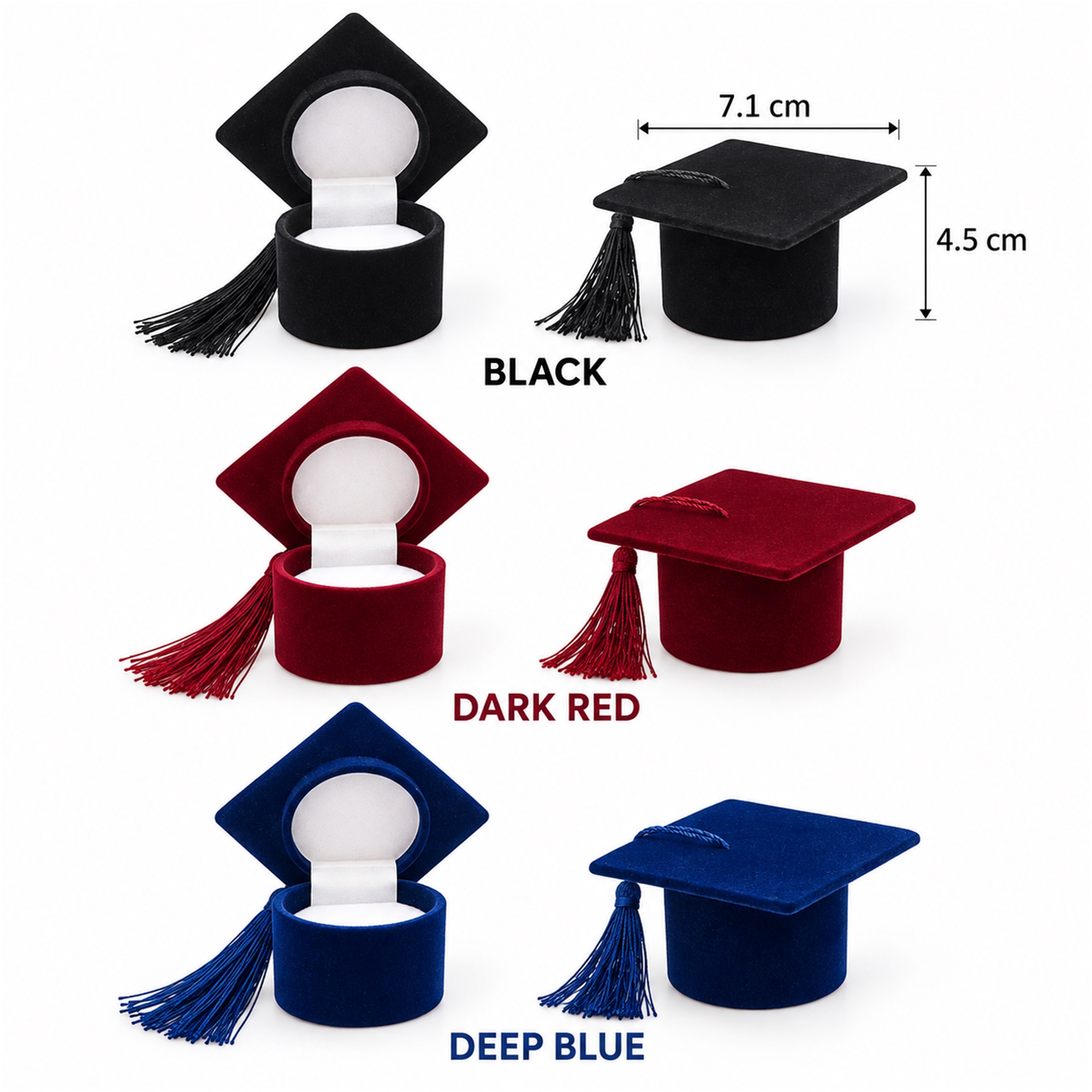 Custom Large Velvet Graduation-Cap Jewelry And Medal Presentation Box available styles and colors