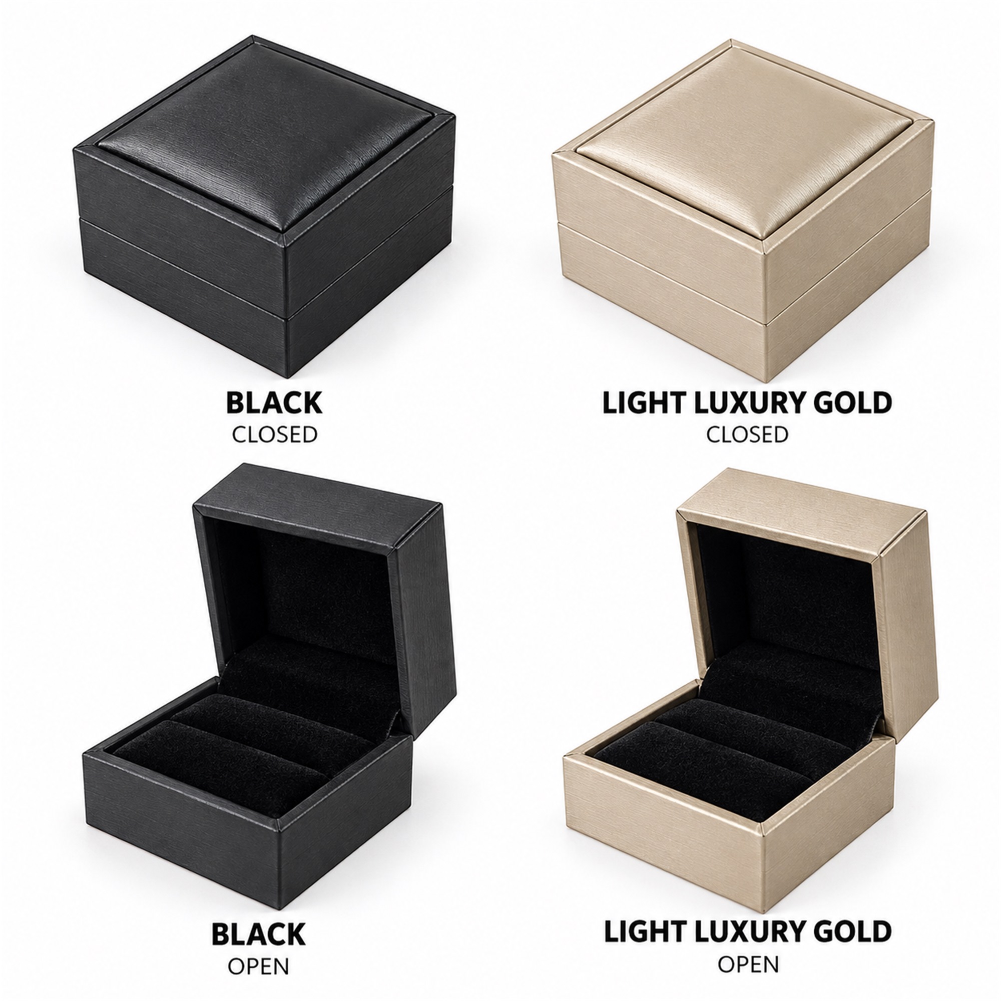Compact Brushed-PU Hinged Ring Presentation Box available styles and colors