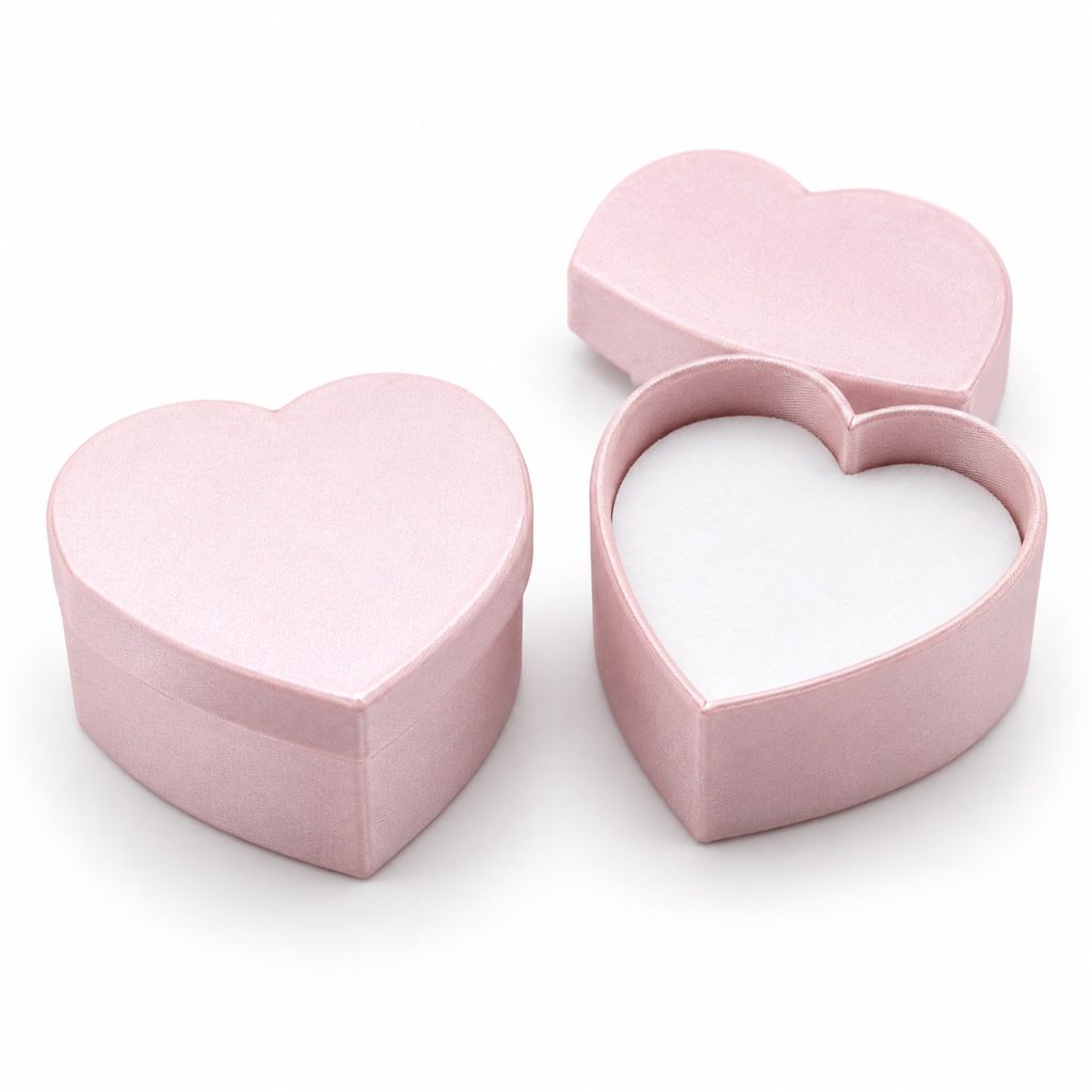 Custom Blush-Pink Satin-Wrapped Heart-Shaped Jewelry Presentation Box front product view